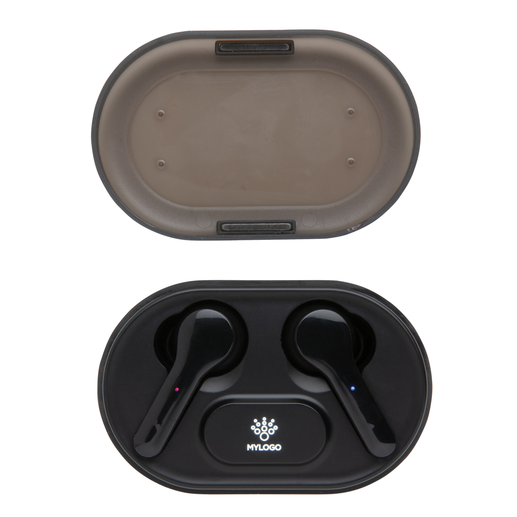 Auriculares TWS con logotipo iluminado en estuche de carga