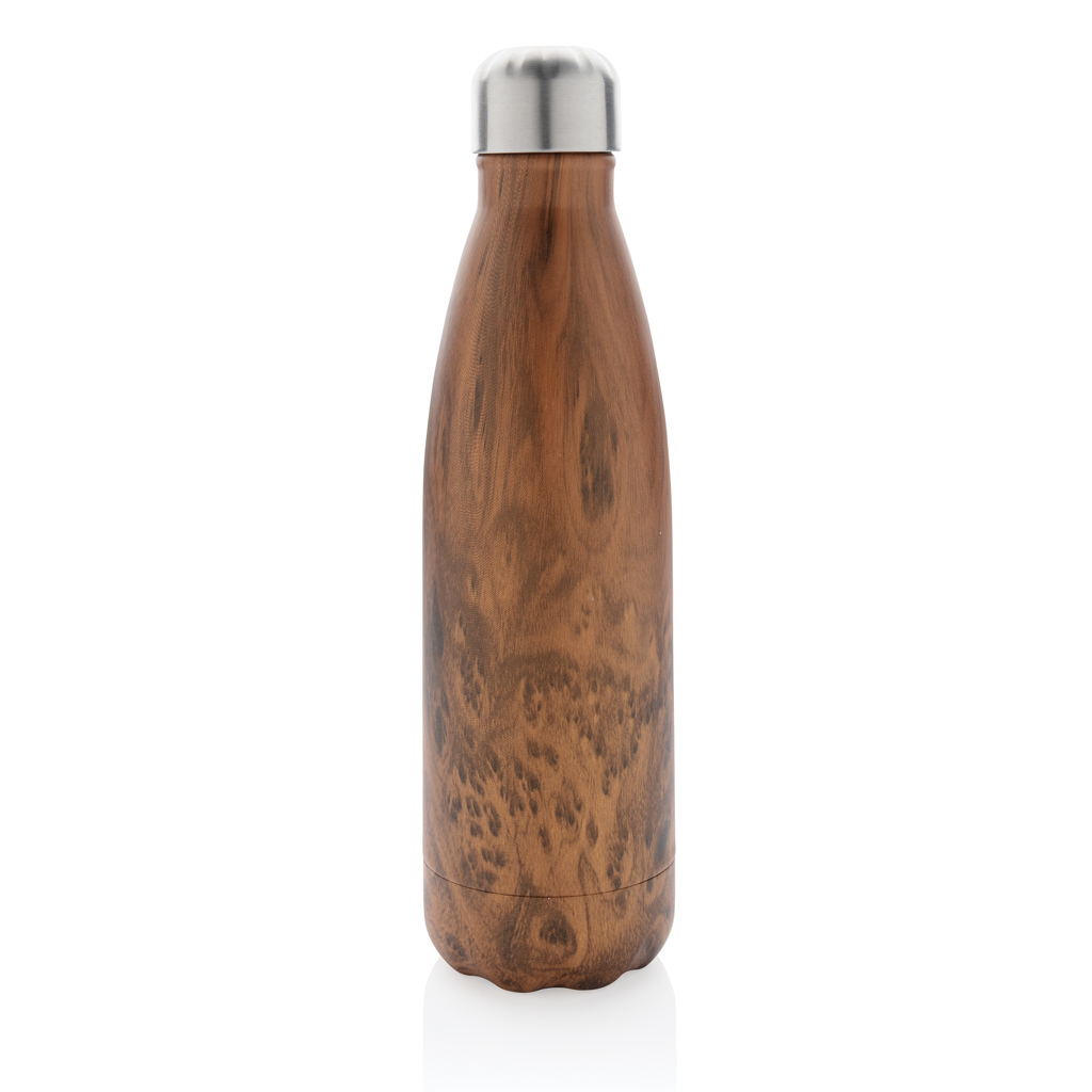 Botella aislada al vacío con estampado de madera