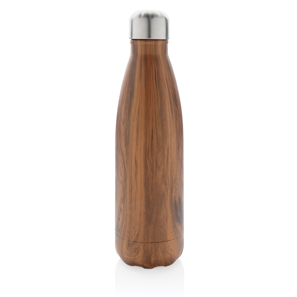 Botella aislada al vacío con estampado de madera