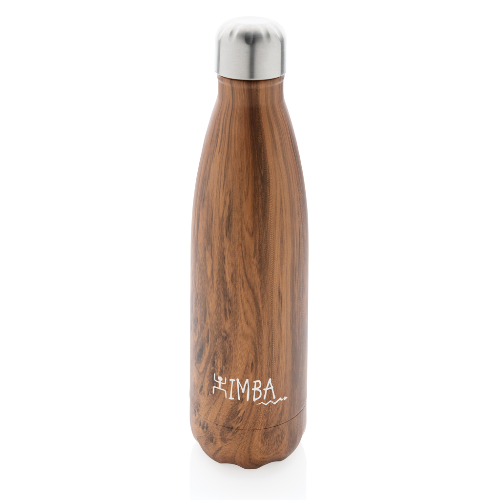 Botella aislada al vacío con estampado de madera