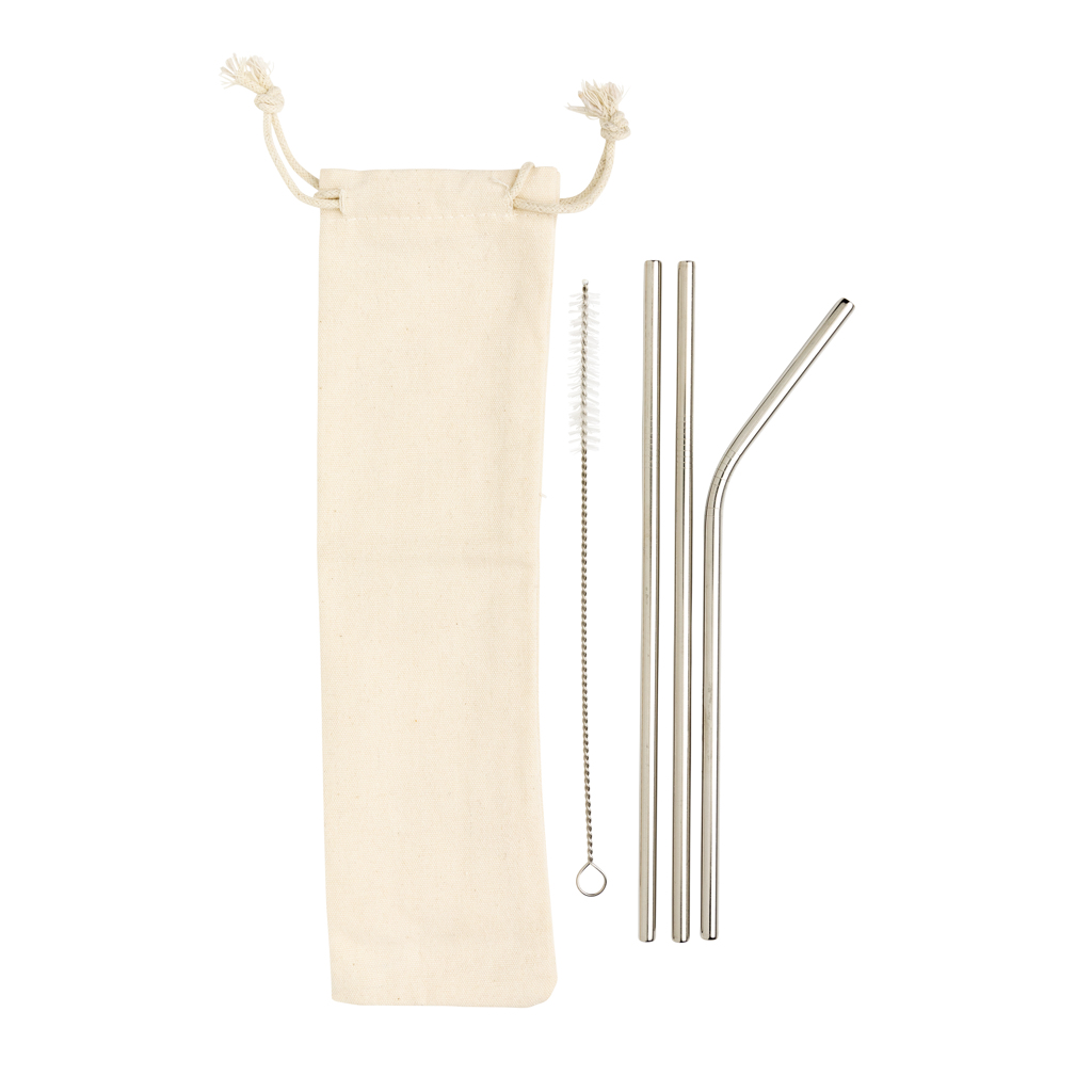 Juego de pajitas reutilizables de acero inoxidable de 3 uds