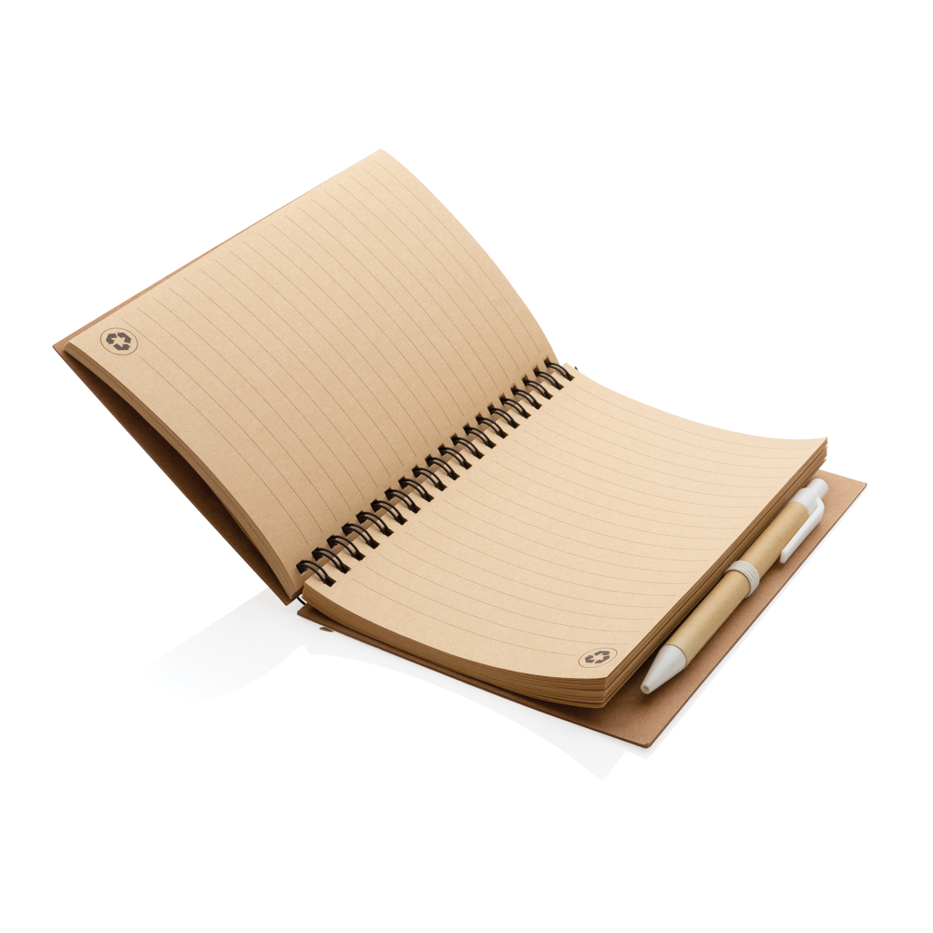 Libreta espiral de corcho con bolígrafo