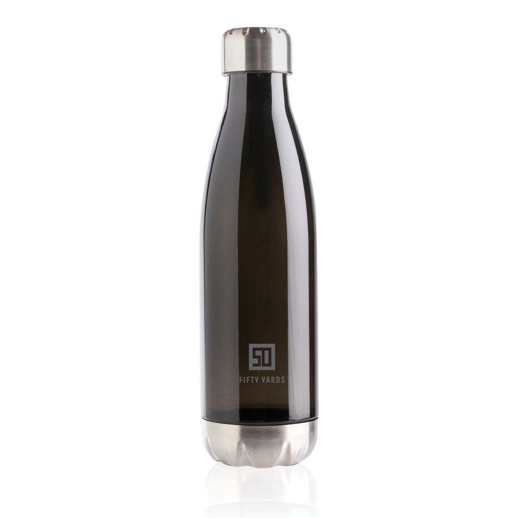 Botella de agua estanca con tapa de acero inoxidable.