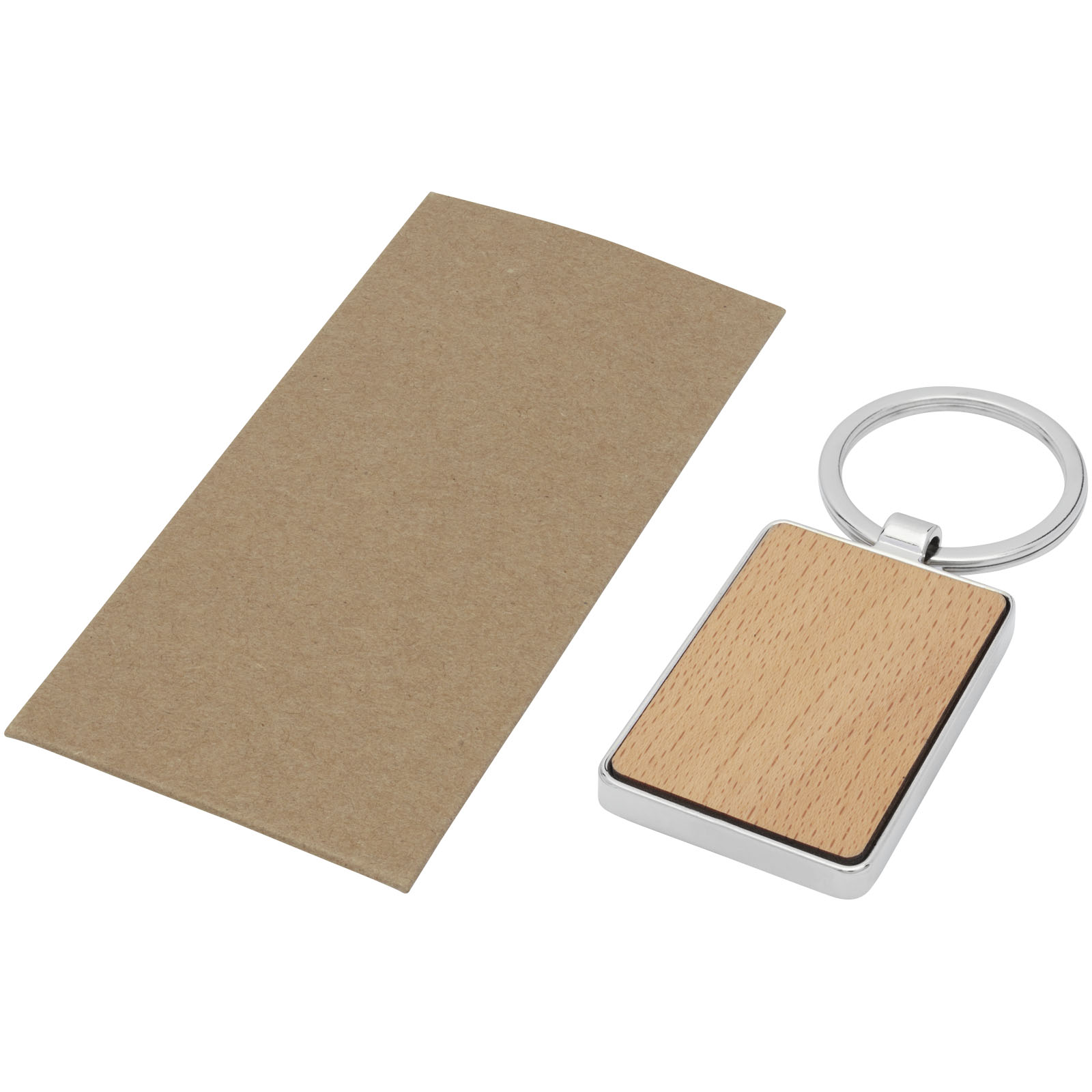 Llavero rectangular de madera de haya Mauro