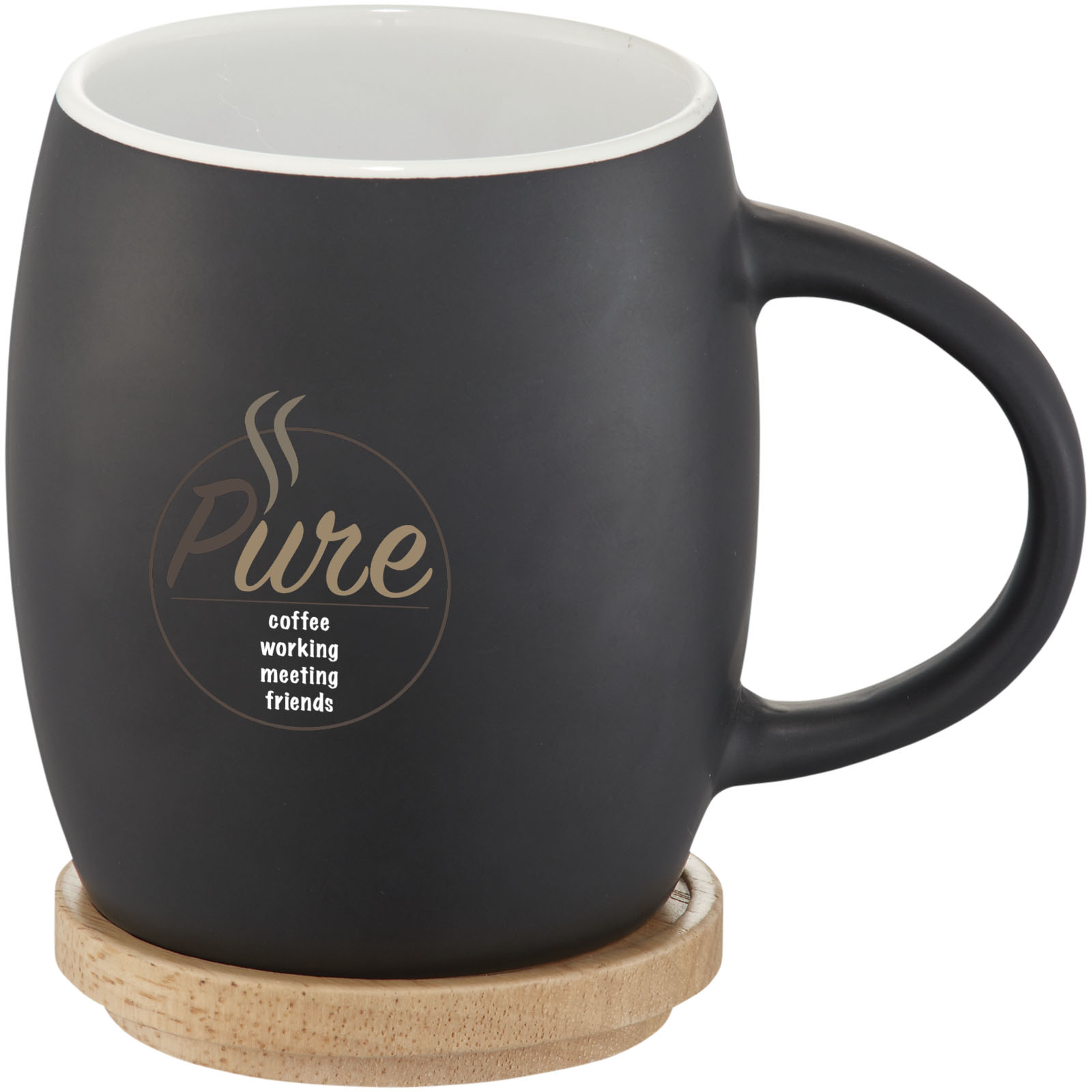 Taza de cerámica de 400 ml con base de madera Hearth