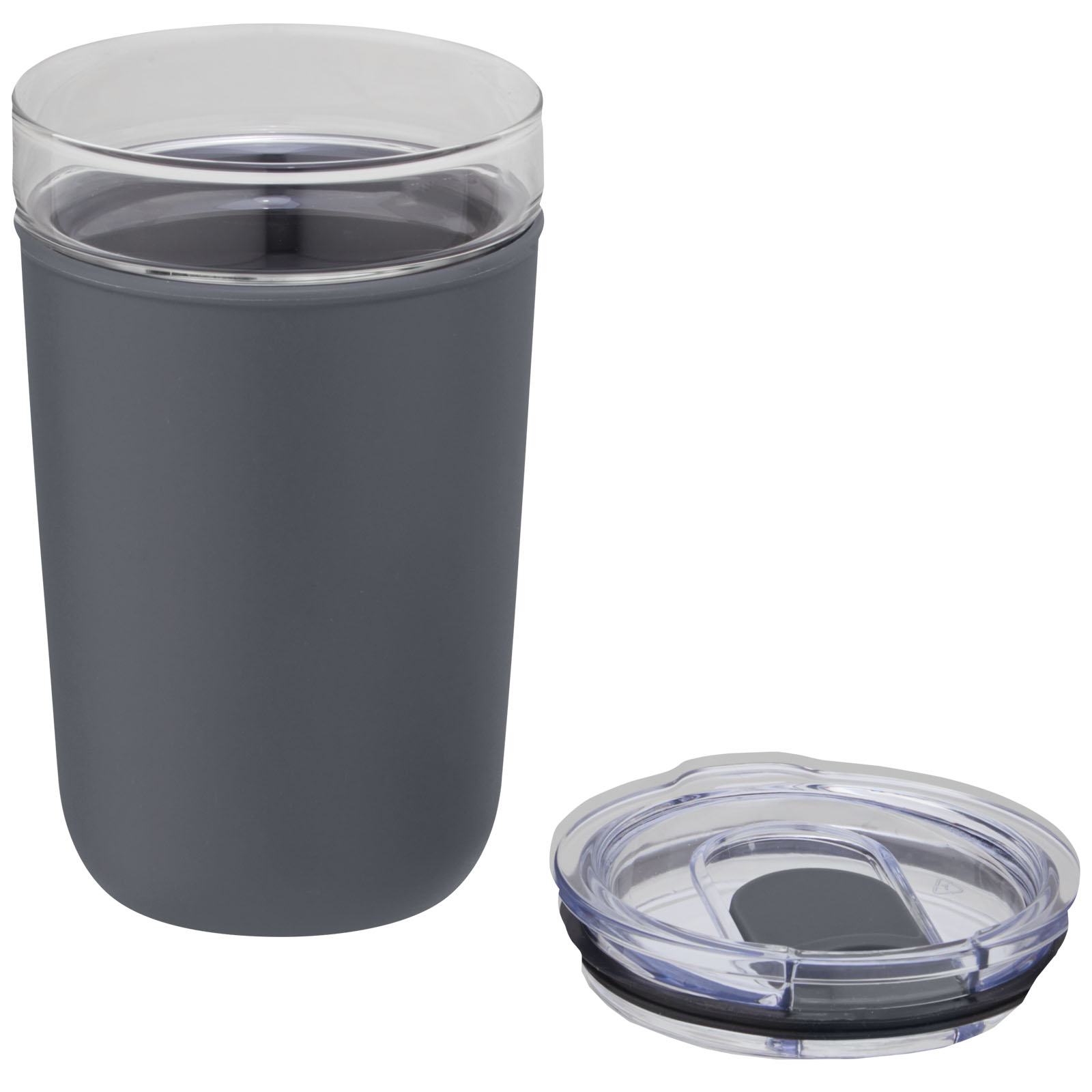 Vaso de vidrio de 420 ml con pared exterior de plástico reciclado Bello