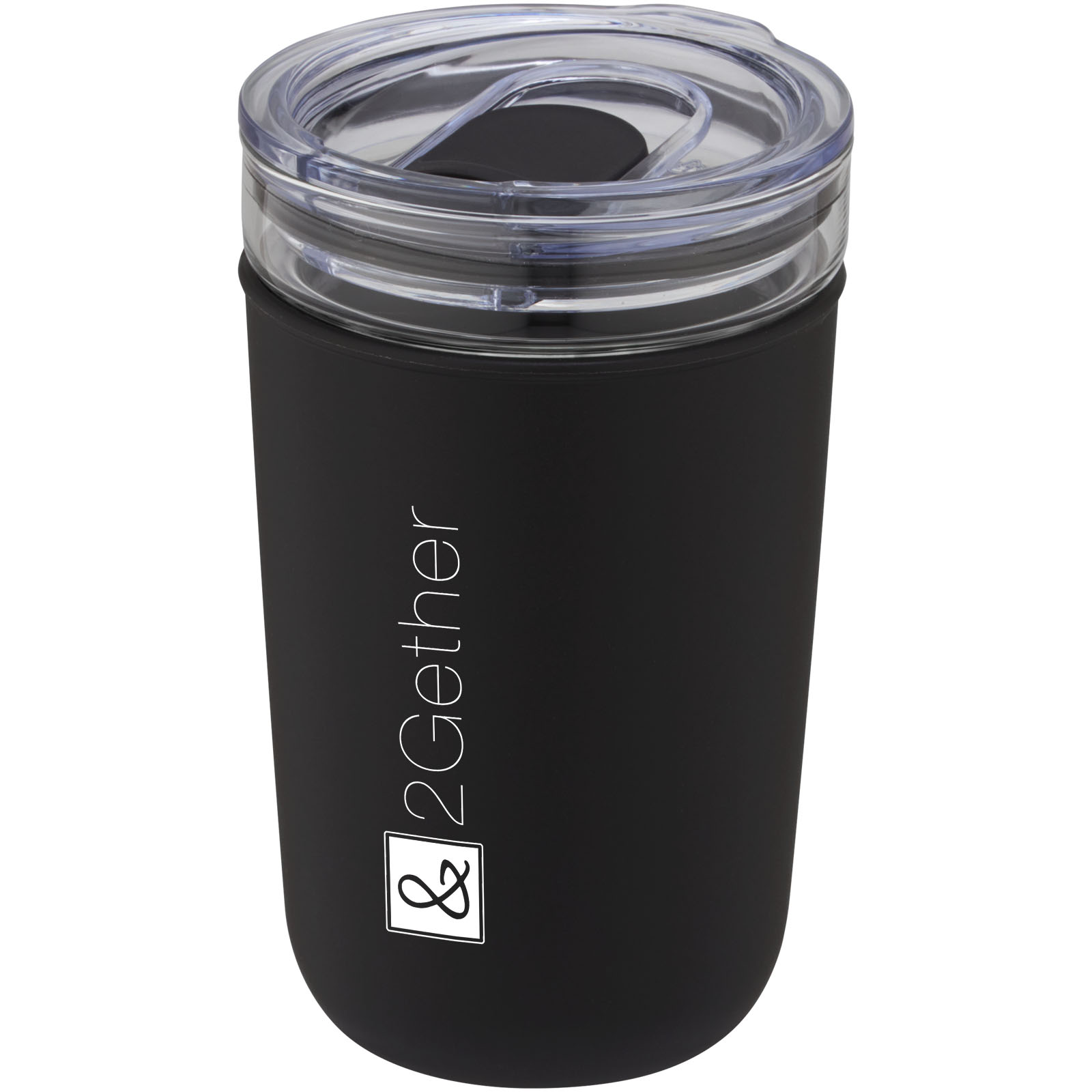 Vaso de vidrio de 420 ml con pared exterior de plástico reciclado Bello