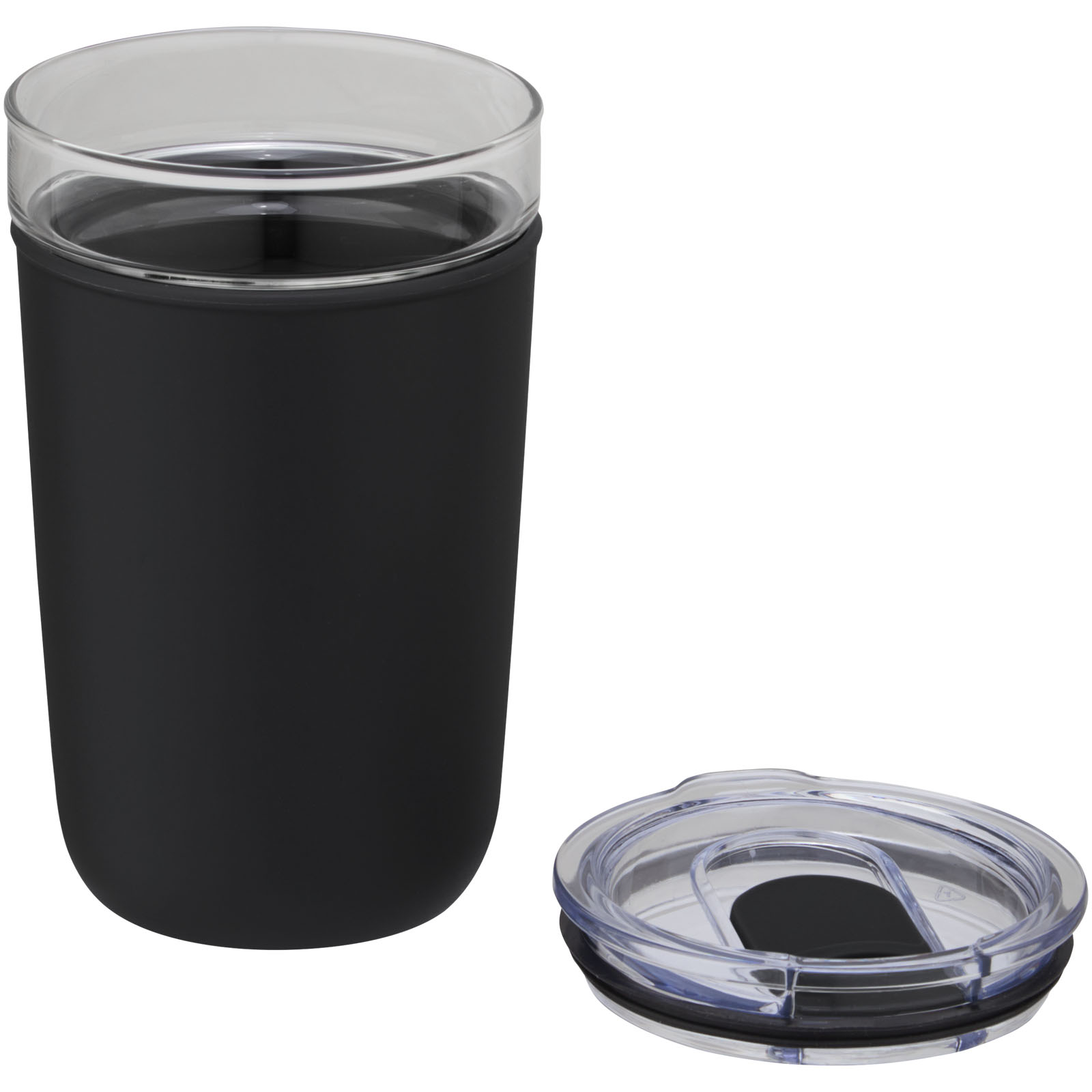 Vaso de vidrio de 420 ml con pared exterior de plástico reciclado Bello