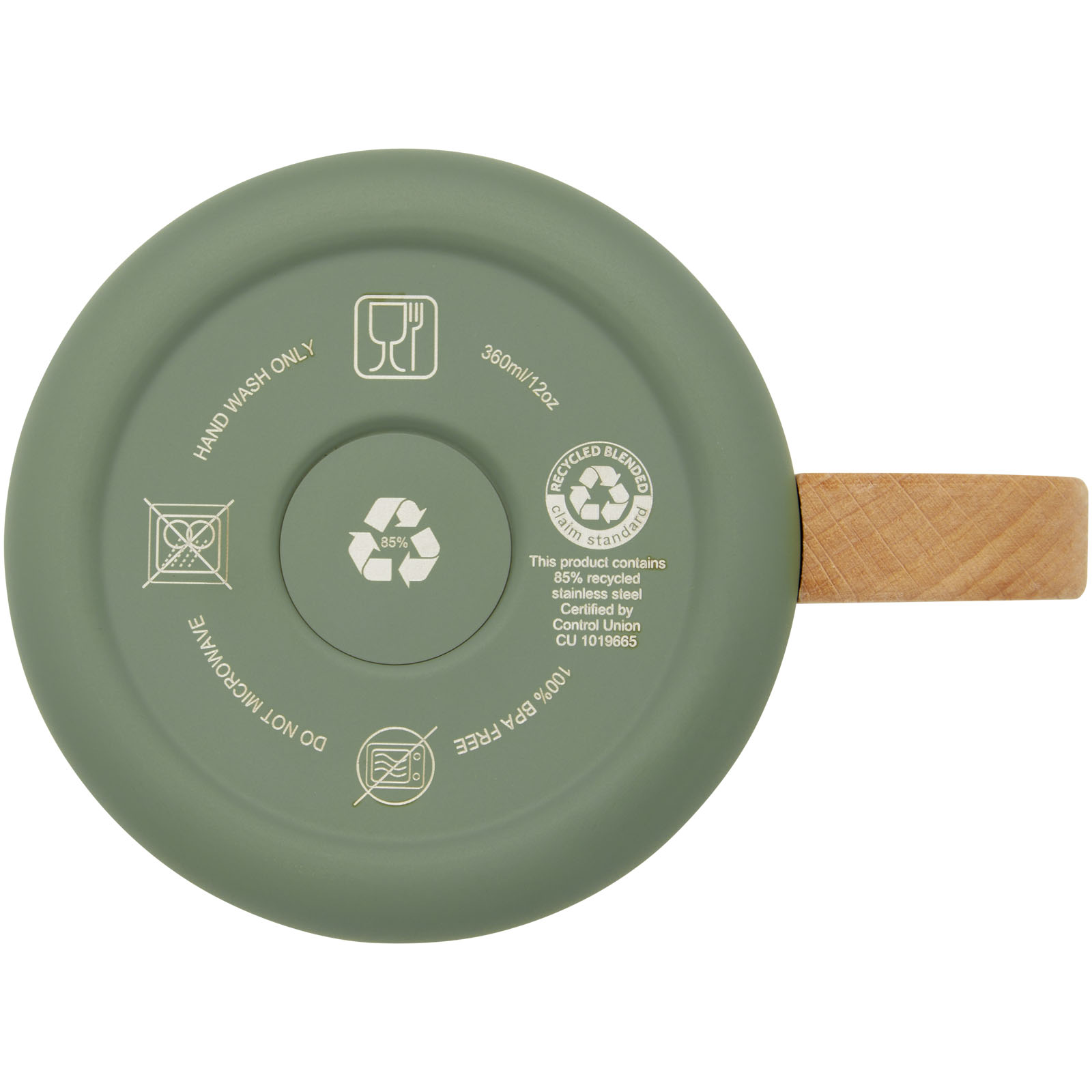Taza de acero inoxidable reciclado con certificado RCS con aislamiento de cobre de 360 ml Bjorn