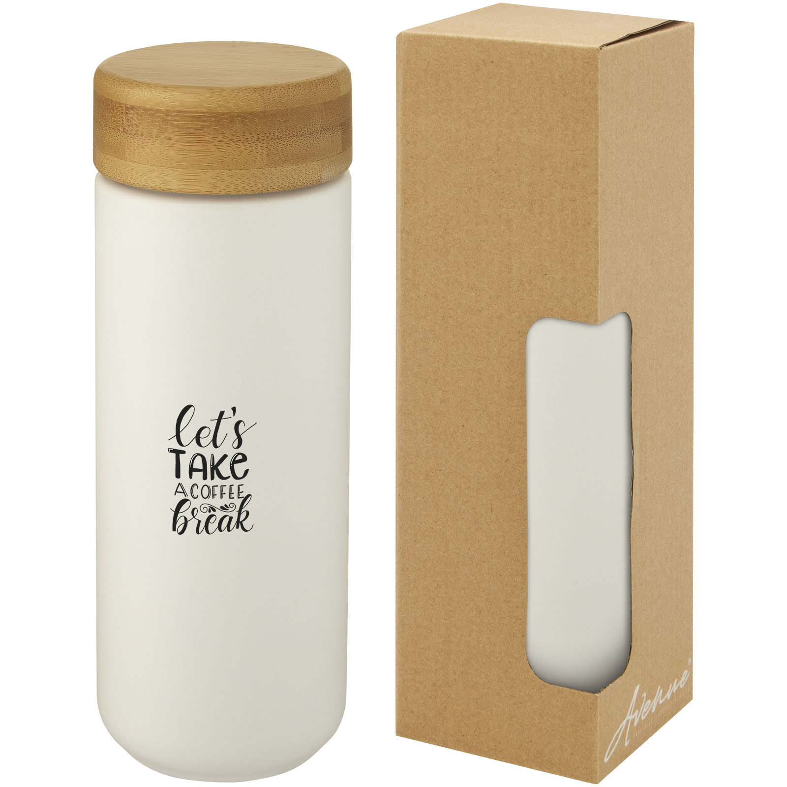 Vaso de cerámica de 300 ml con tapa de bambú Lumi