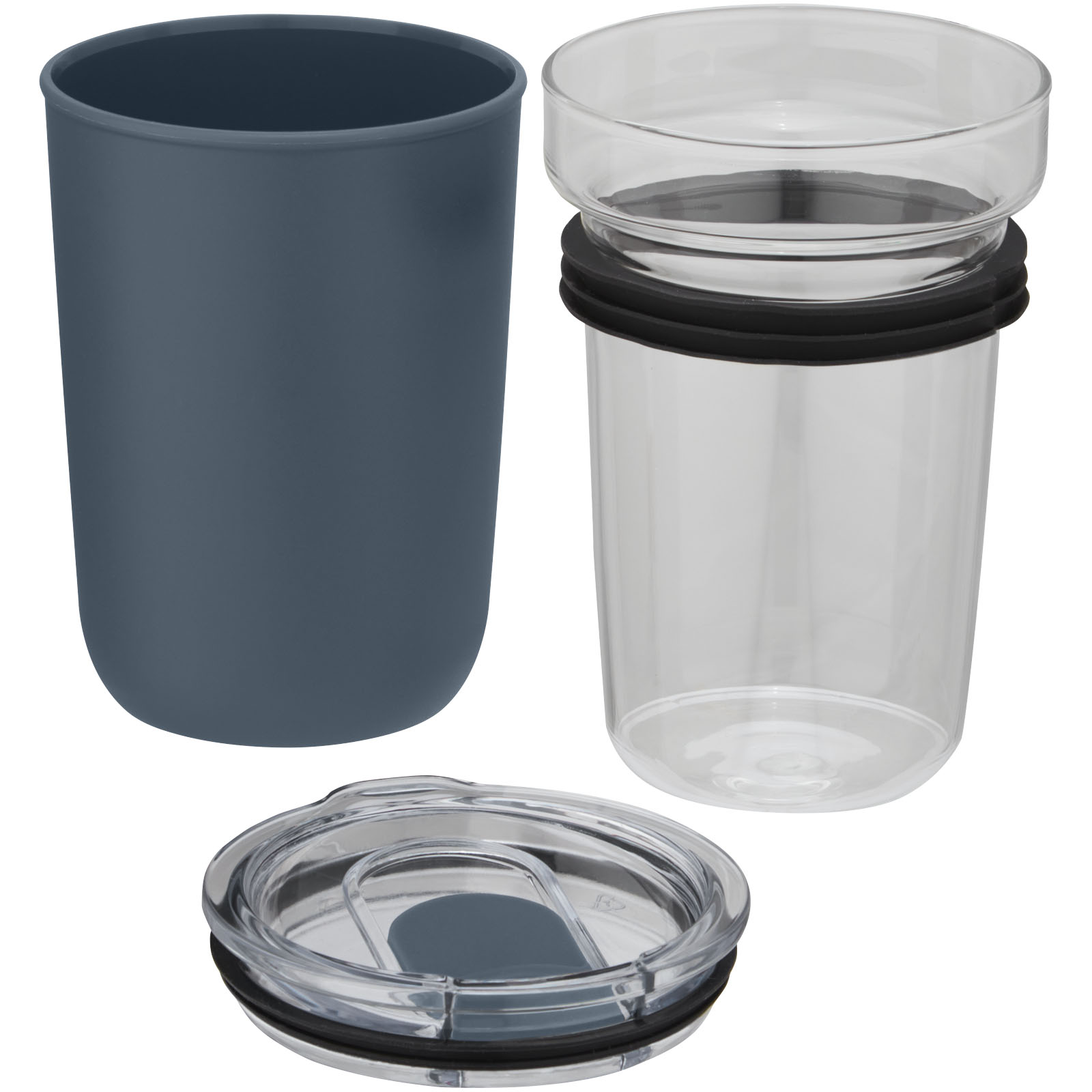 Vaso de vidrio de 420 ml con pared exterior de plástico reciclado Bello