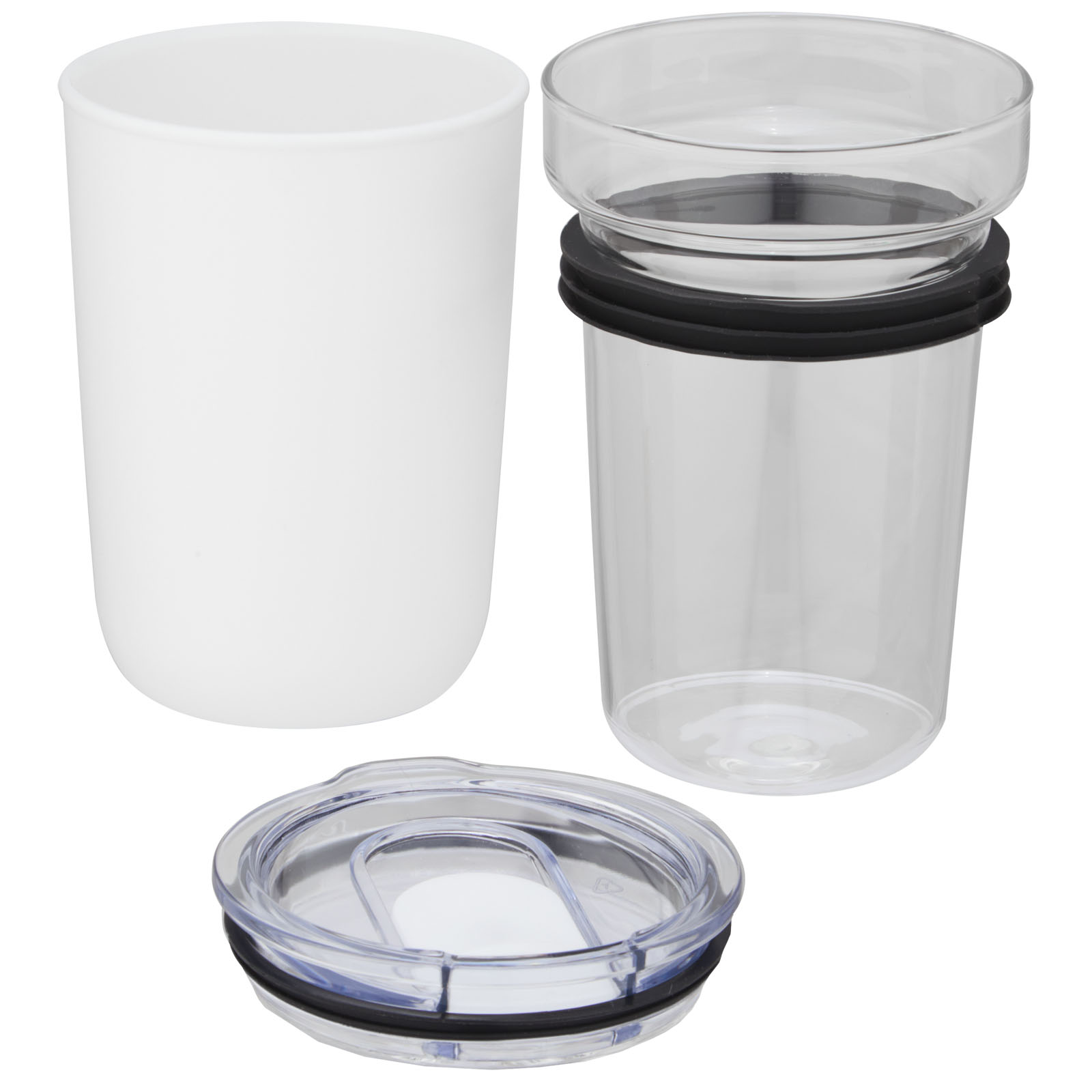 Vaso de vidrio de 420 ml con pared exterior de plástico reciclado Bello