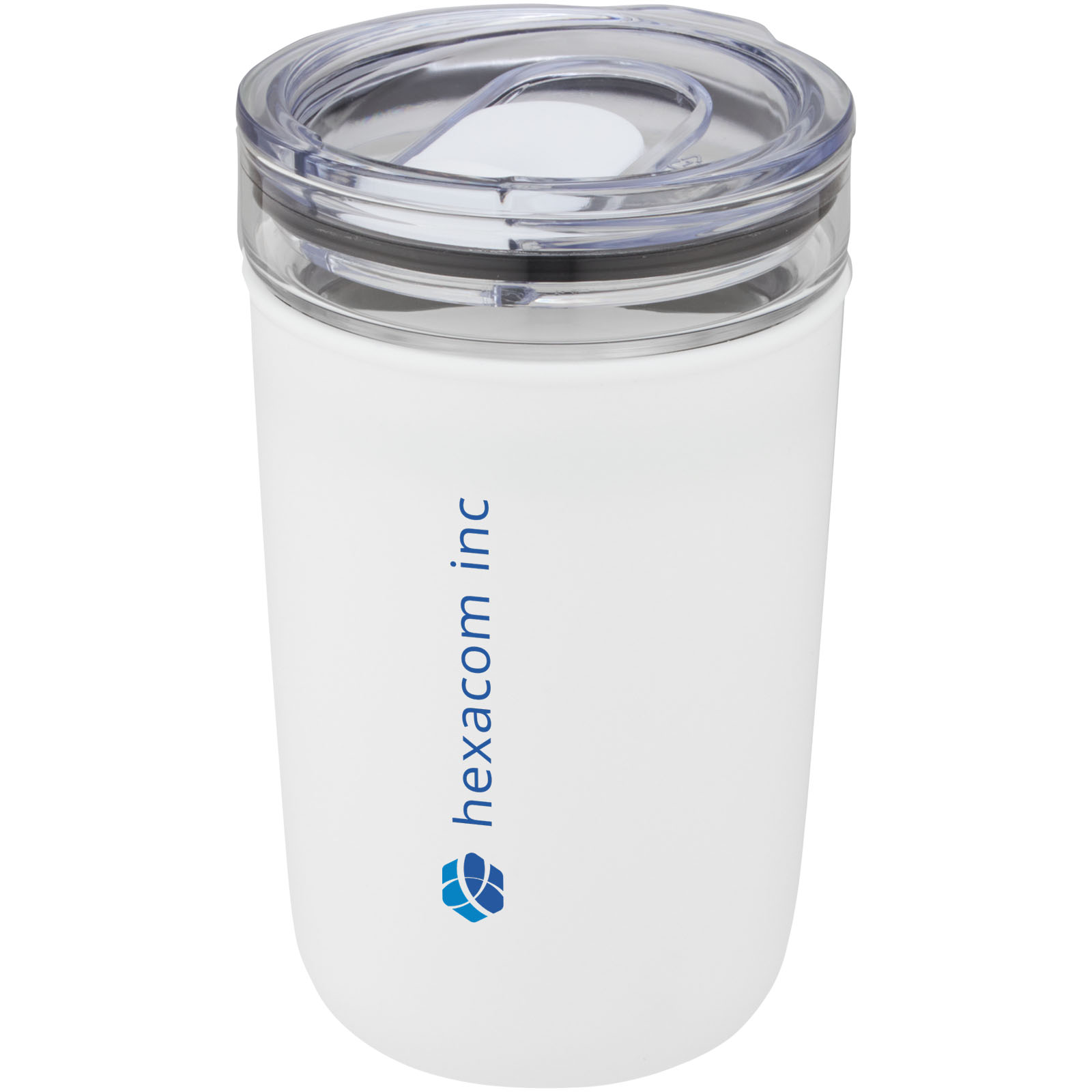 Vaso de vidrio de 420 ml con pared exterior de plástico reciclado Bello