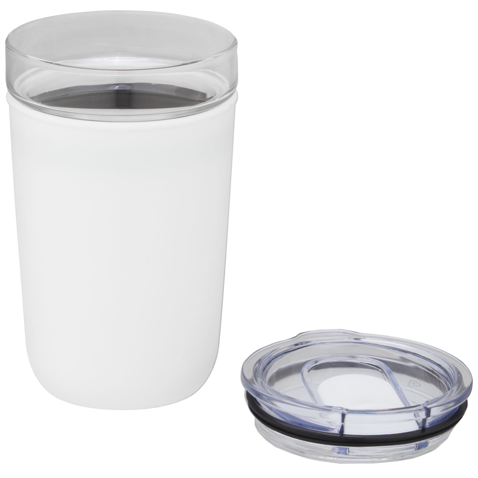 Vaso de vidrio de 420 ml con pared exterior de plástico reciclado Bello