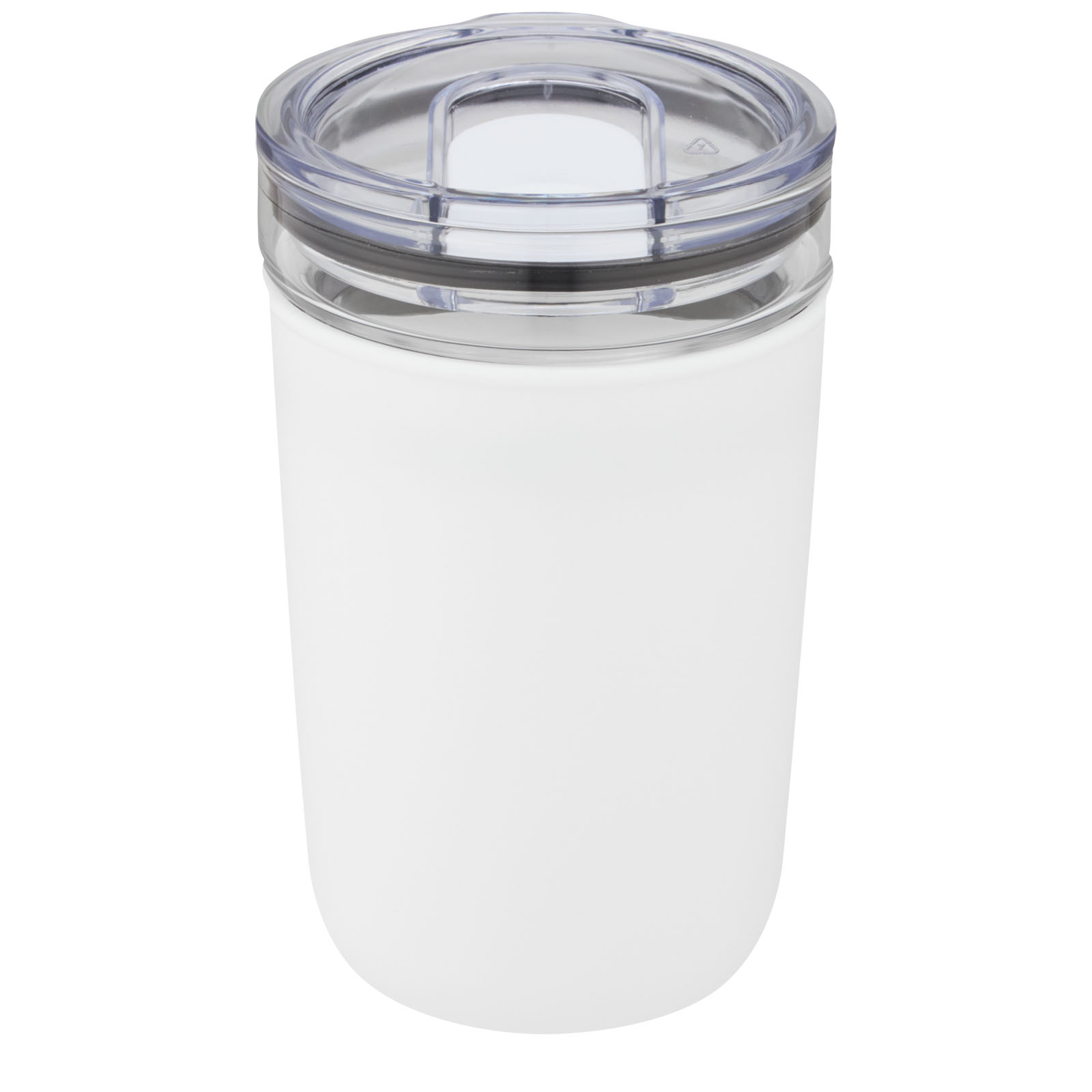 Vaso de vidrio de 420 ml con pared exterior de plástico reciclado Bello