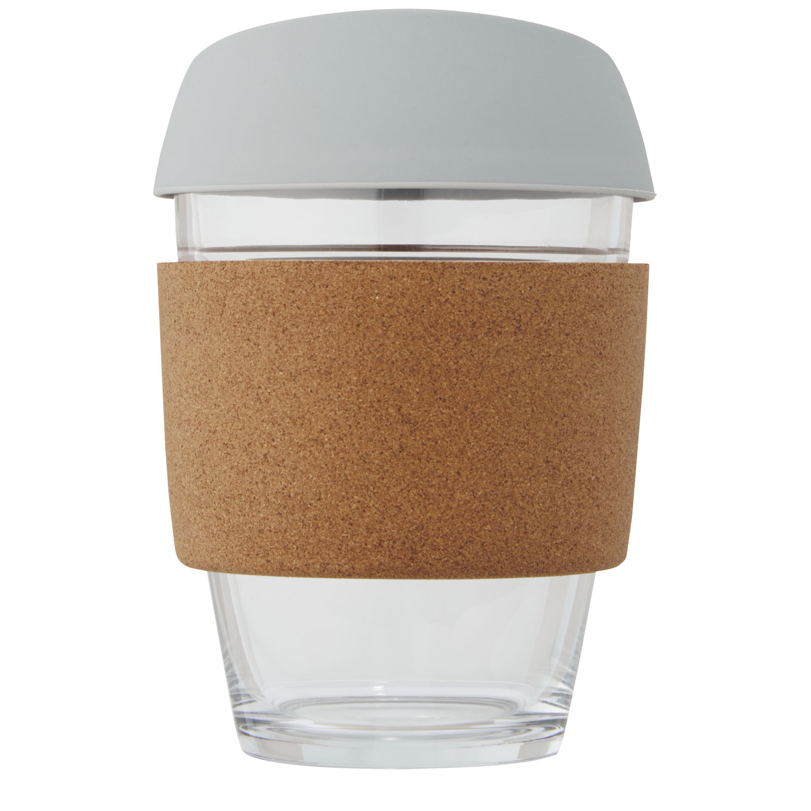 Vaso de vidrio borosilicato de 360 ml con agarre de corcho y tapa de silicona Lidan