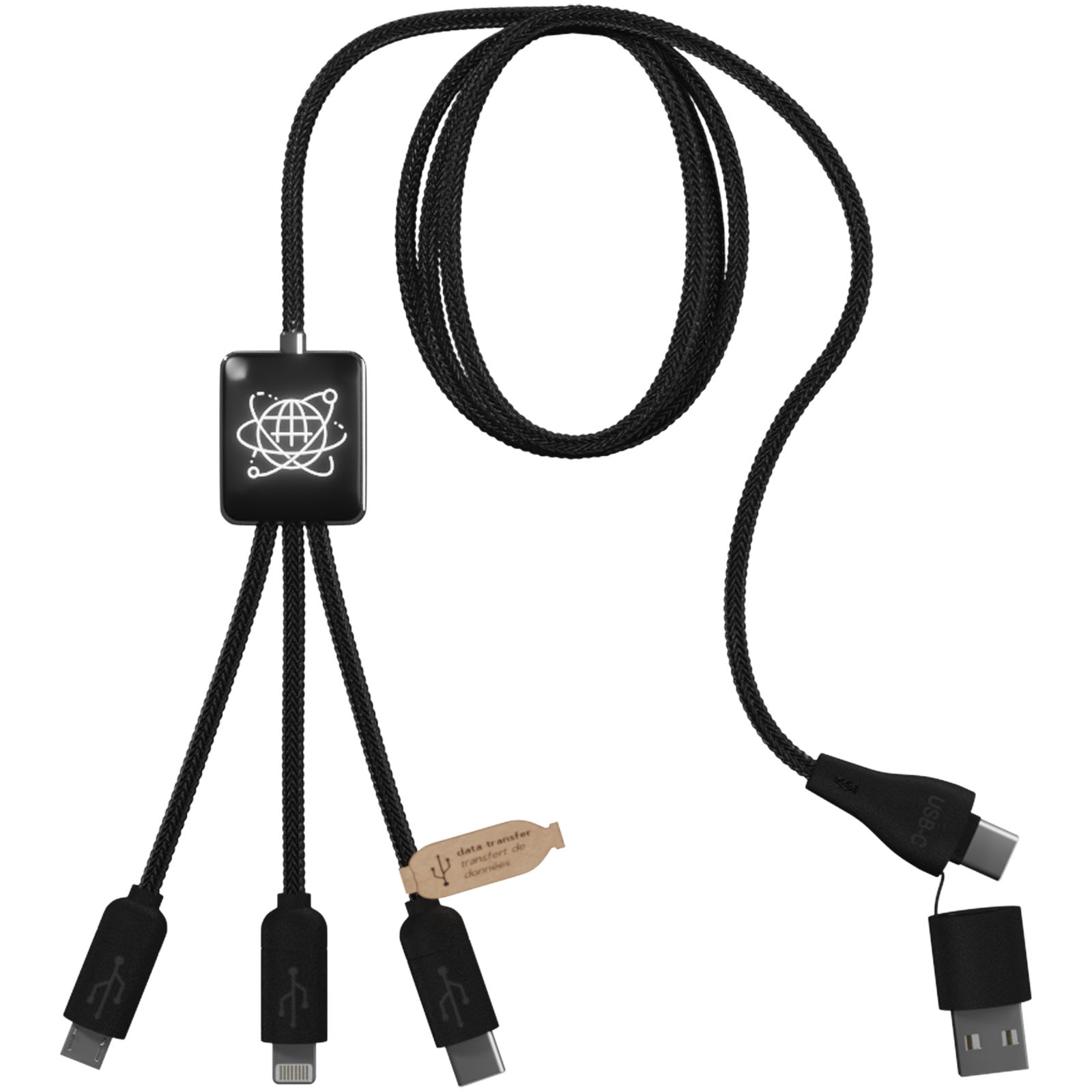 Cable de carga 5 en 1 RPET con transferencia de datos SCX Design C45