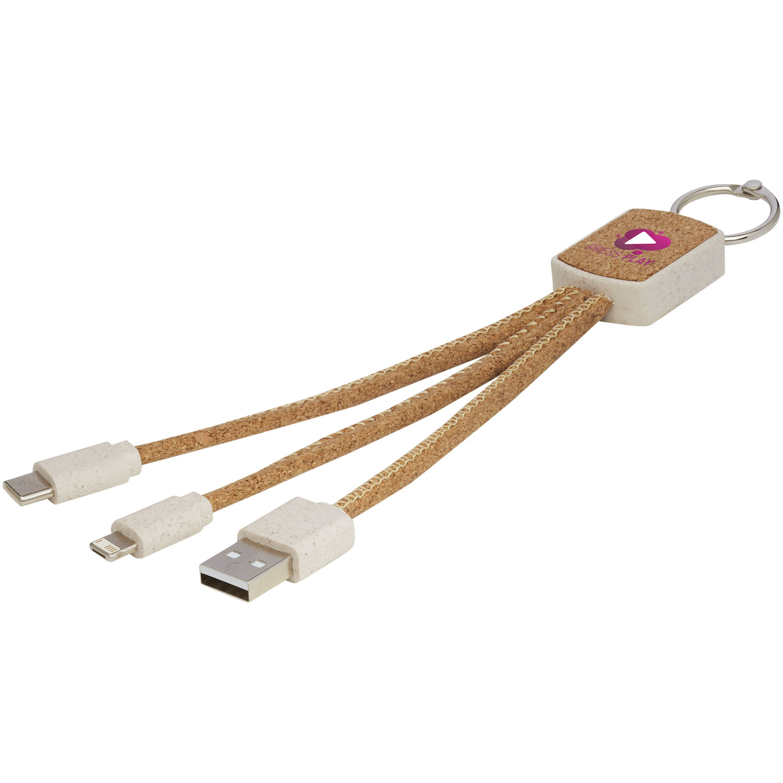 Cable de carga 3 en 1 de paja de trigo y corcho Bates