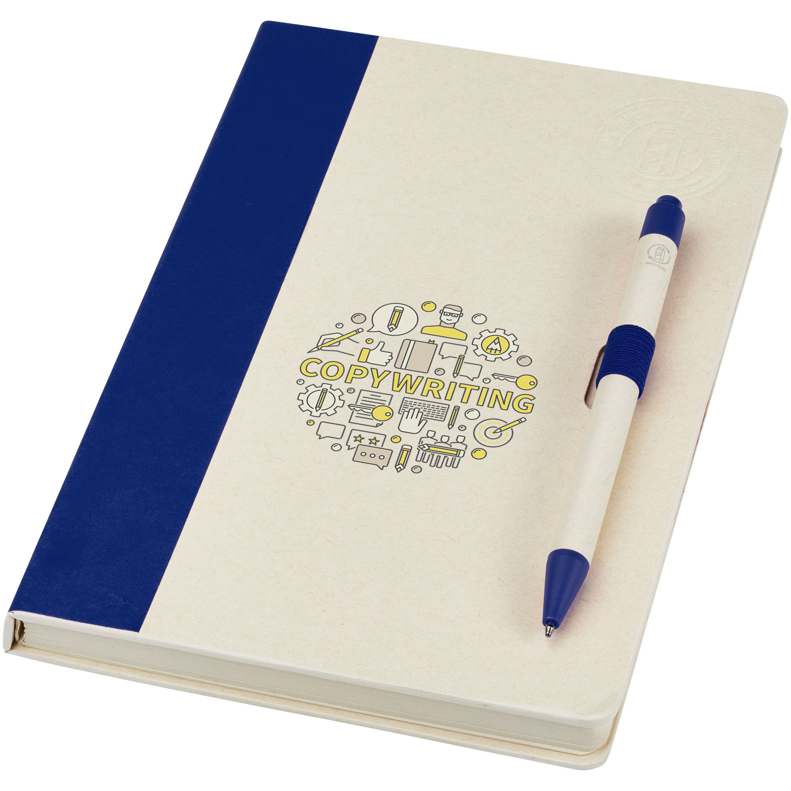 Set de libreta de referencia de tamaño A5 y bolígrafo fabricados con cartones de leche reciclados Dairy Dream