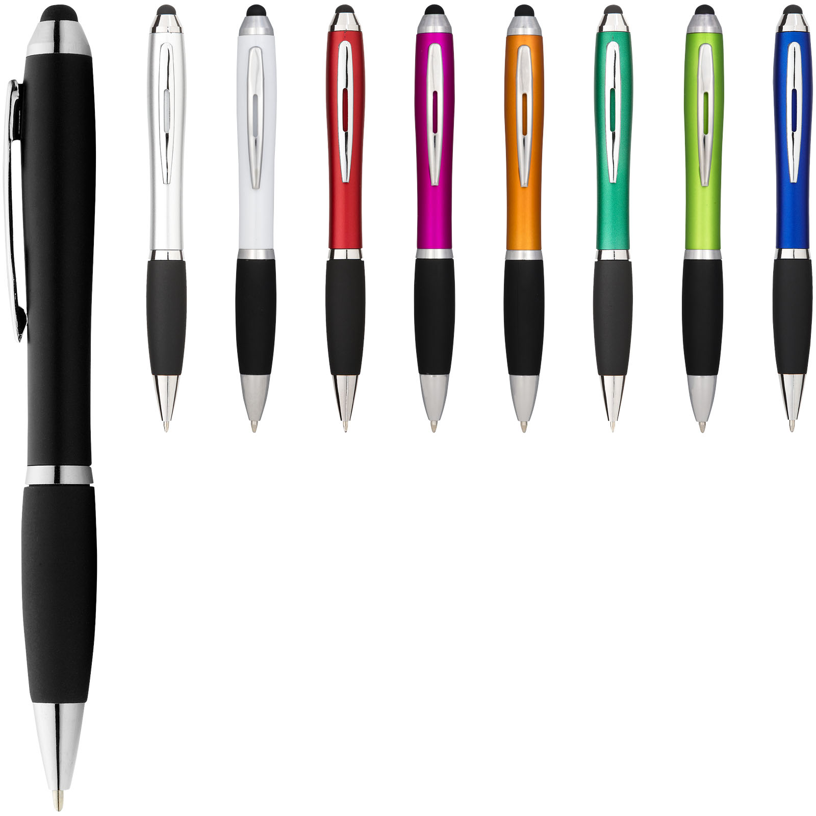 Bolígrafo stylus de color con empuñadura negra Nash (tinta negra)