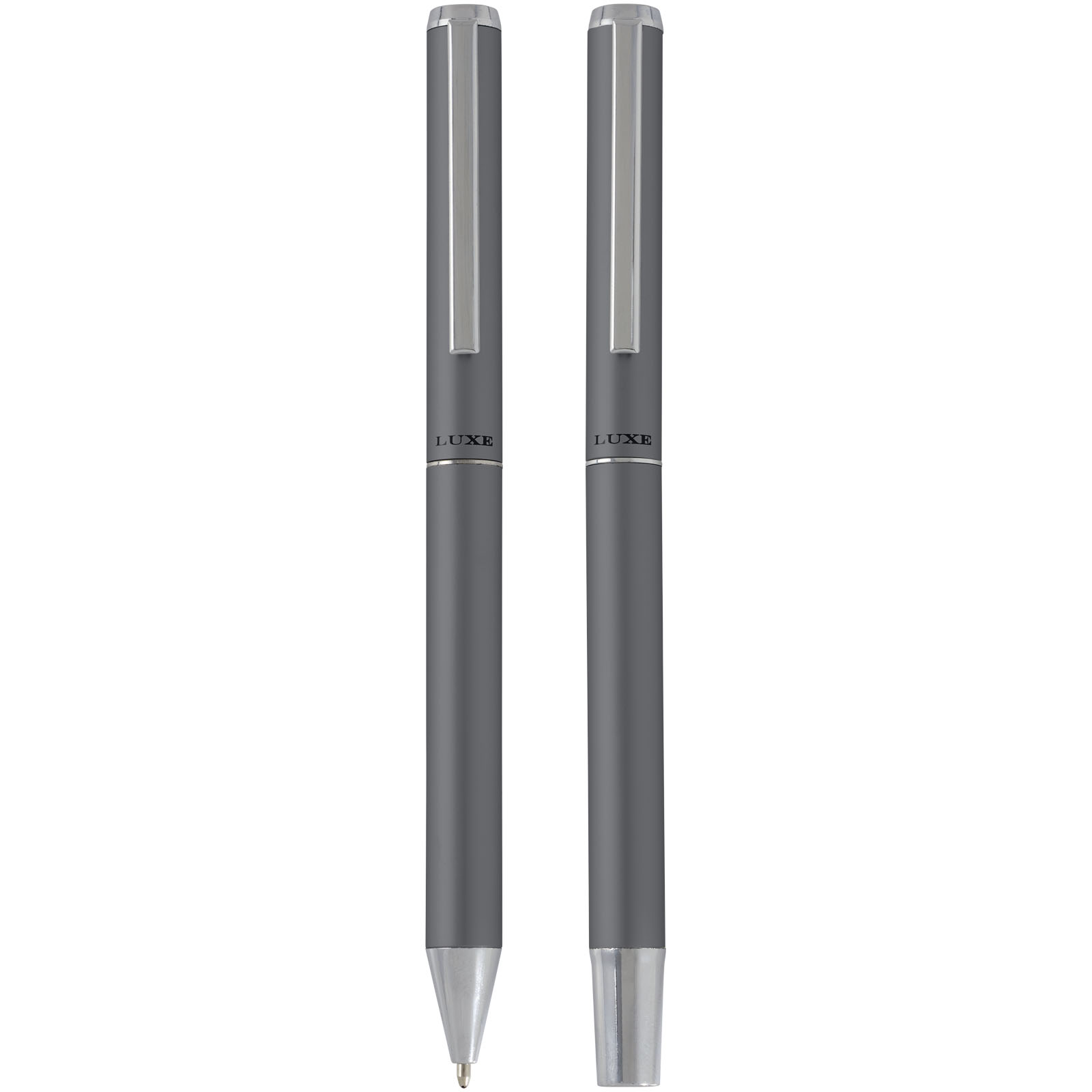 Set de regalo de bolígrafo y rollerball de aluminio reciclado Lucetto (tinta negra)