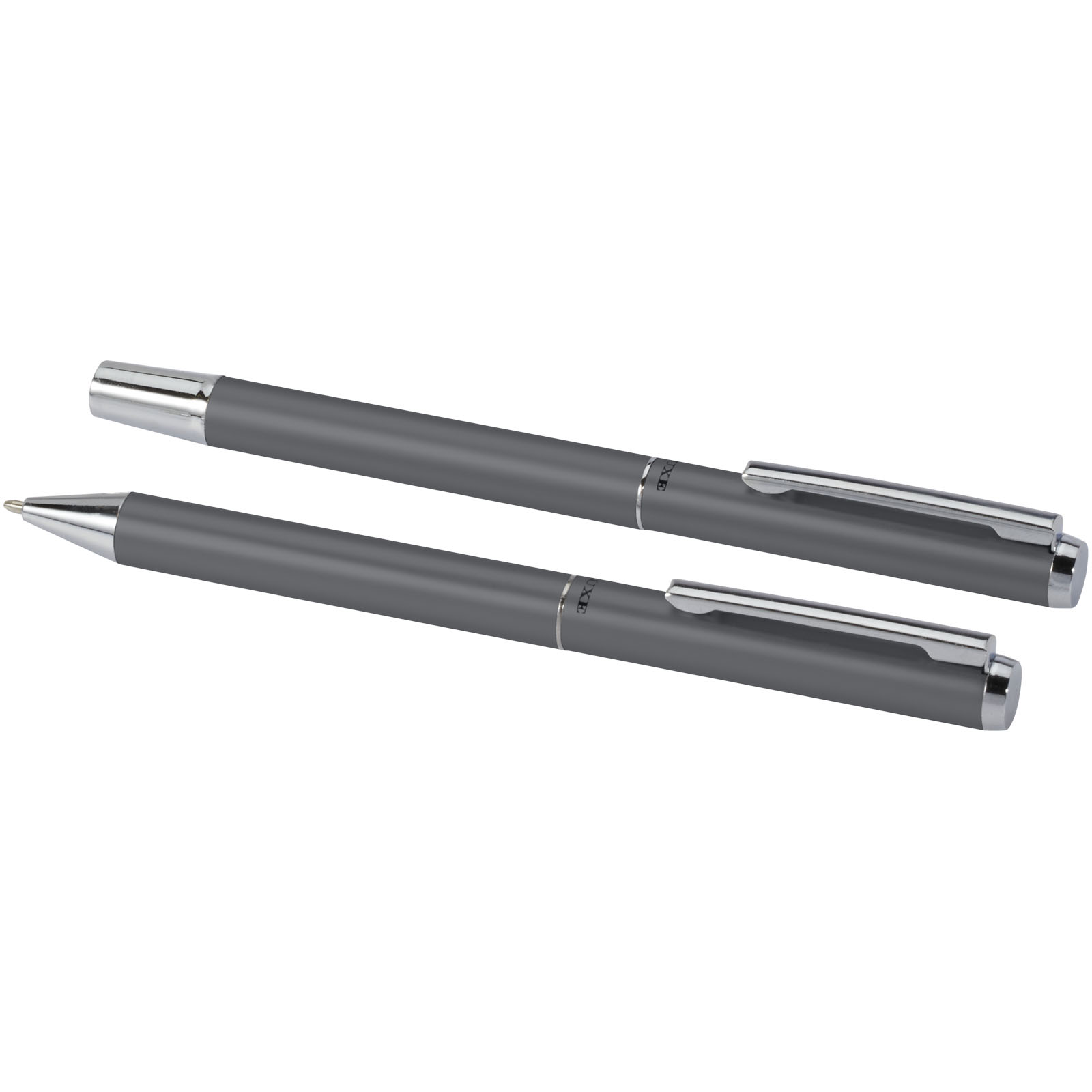 Set de regalo de bolígrafo y rollerball de aluminio reciclado Lucetto (tinta negra)