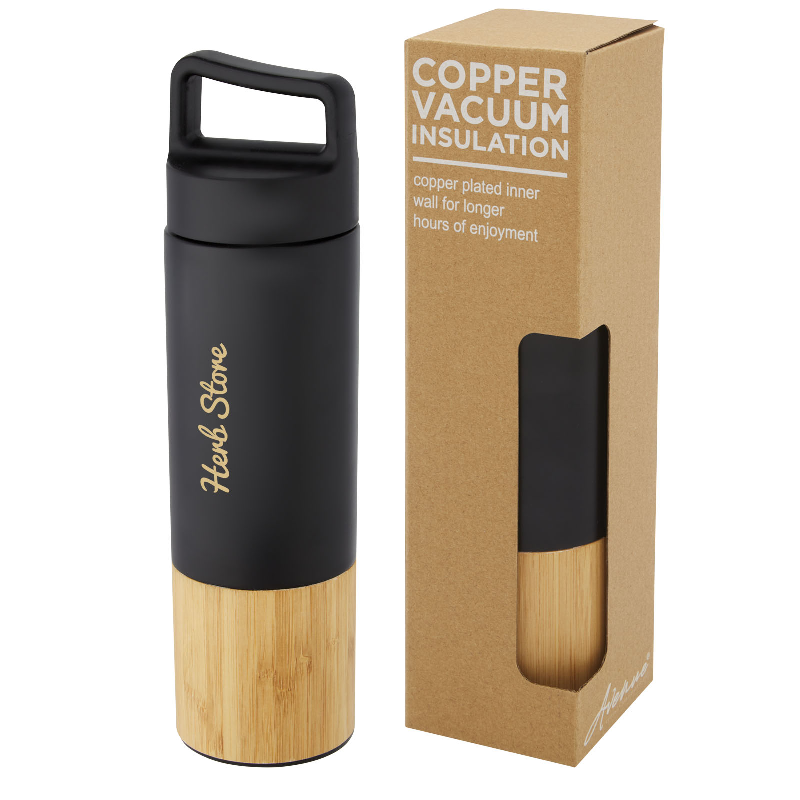 Botella de acero inoxidable con aislamiento al vacío de cobre de 540 ml con Torne