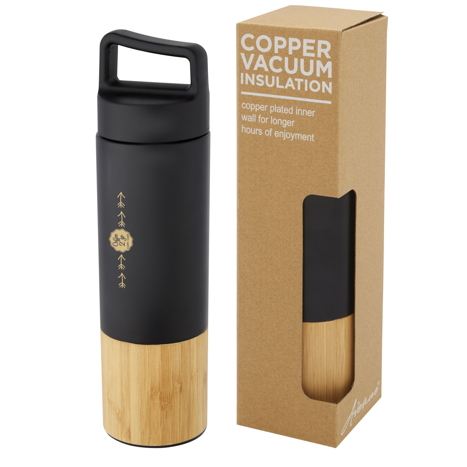 Botella de acero inoxidable con aislamiento al vacío de cobre de 540 ml con Torne