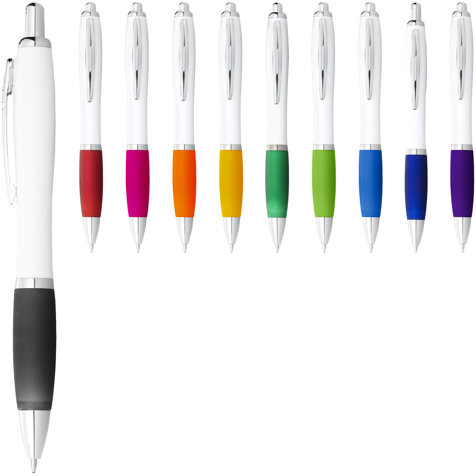 Bolígrafo blanco con empuñadura de color Nash (tinta negra)