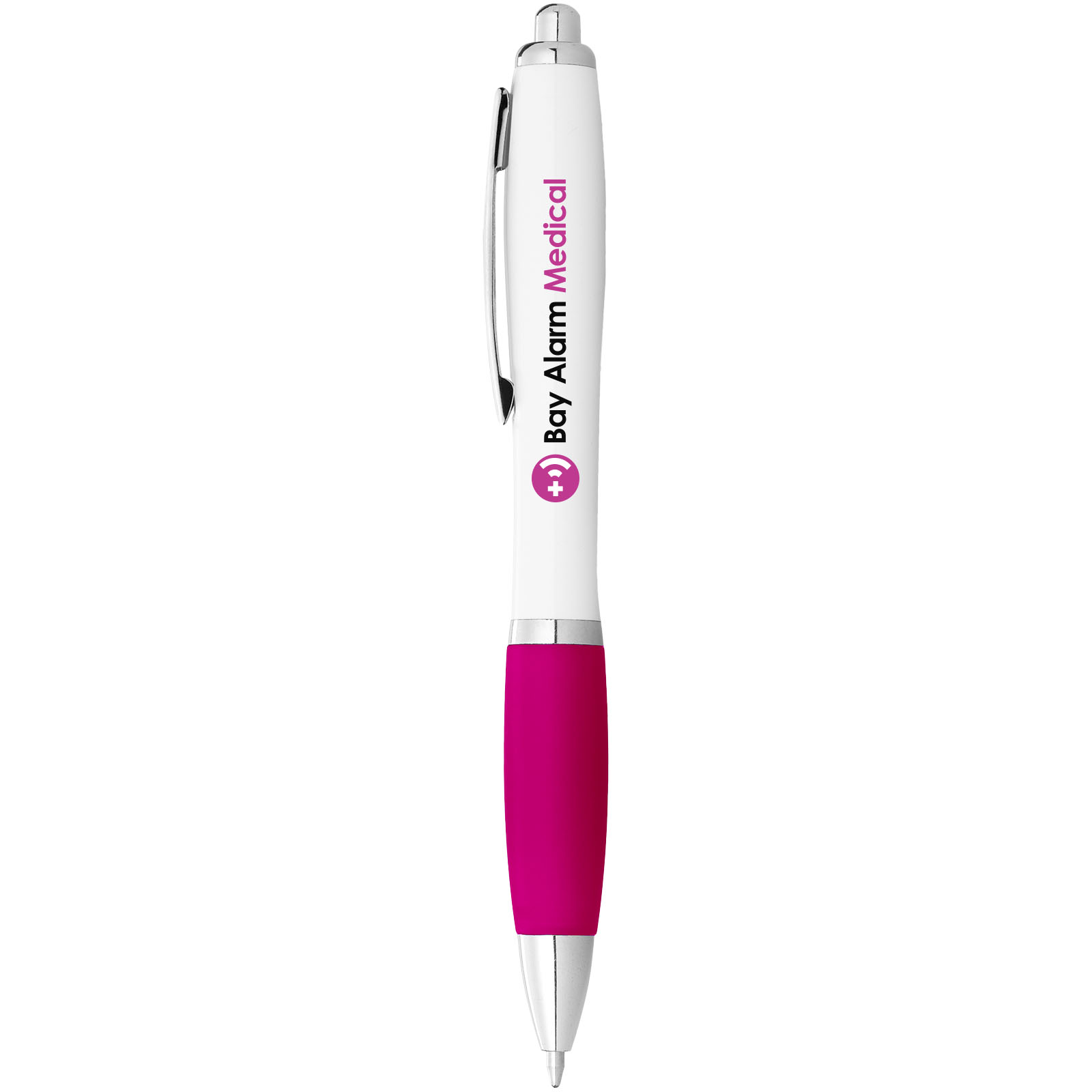 Bolígrafo blanco con empuñadura de color Nash (tinta negra)