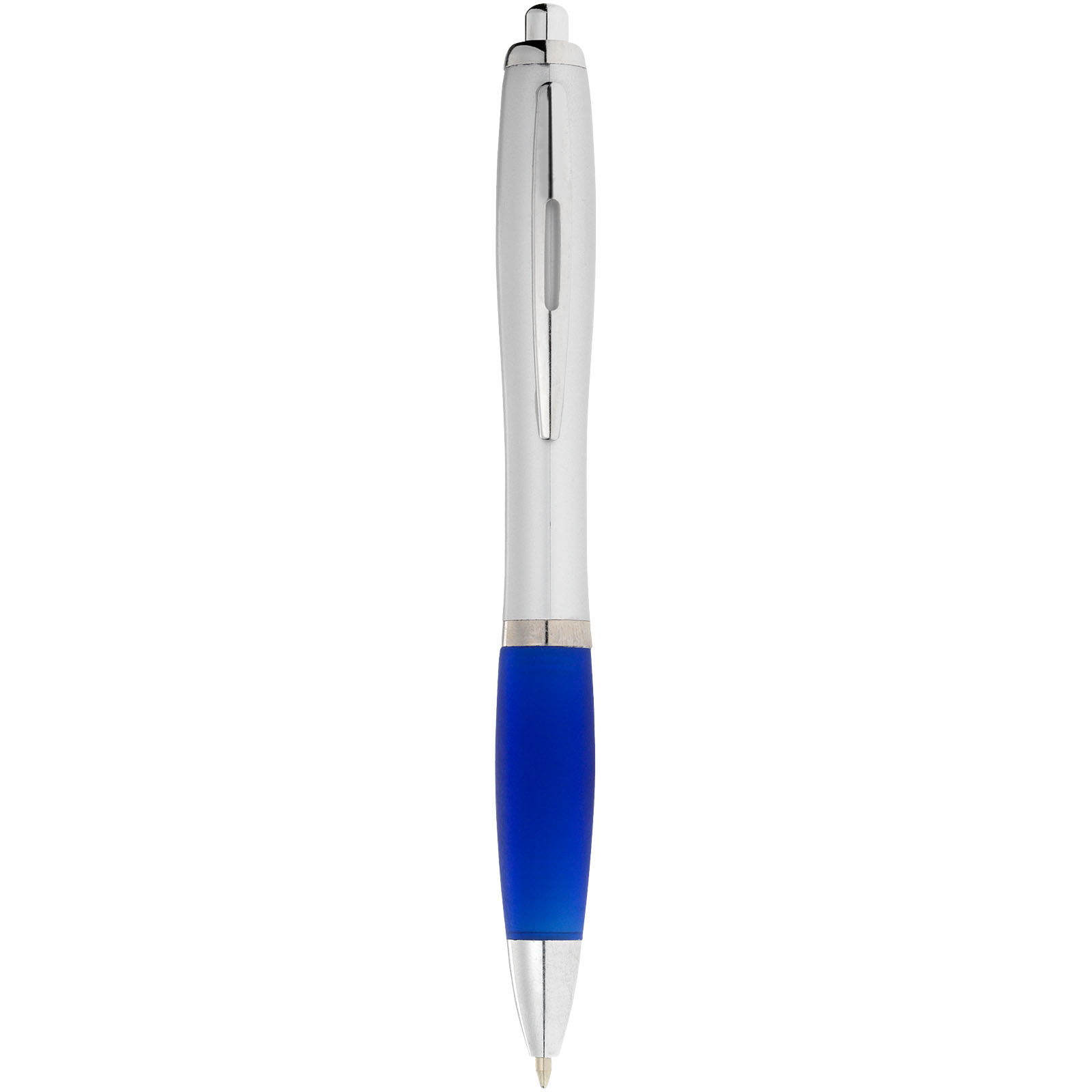 Bolígrafo plateado con empuñadura de color “Nash” (tinta azul)