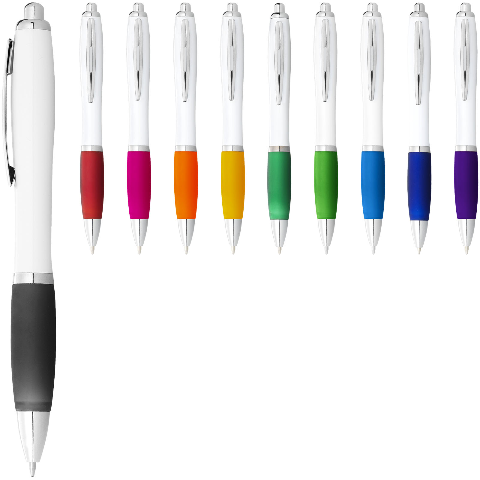 Bolígrafo blanco con empuñadura de color Nash (tinta azul)