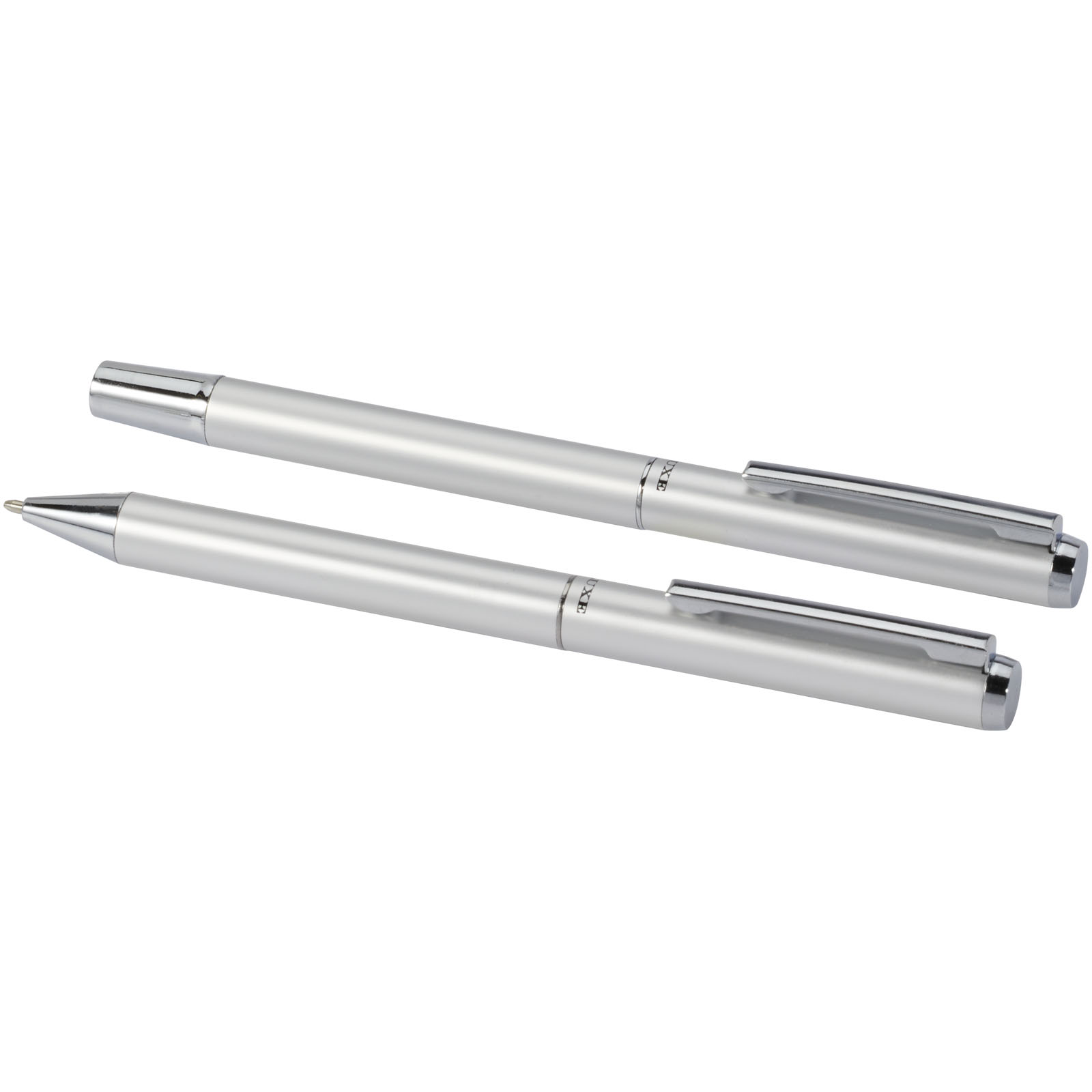 Set de regalo de bolígrafo y rollerball de aluminio reciclado Lucetto (tinta negra)