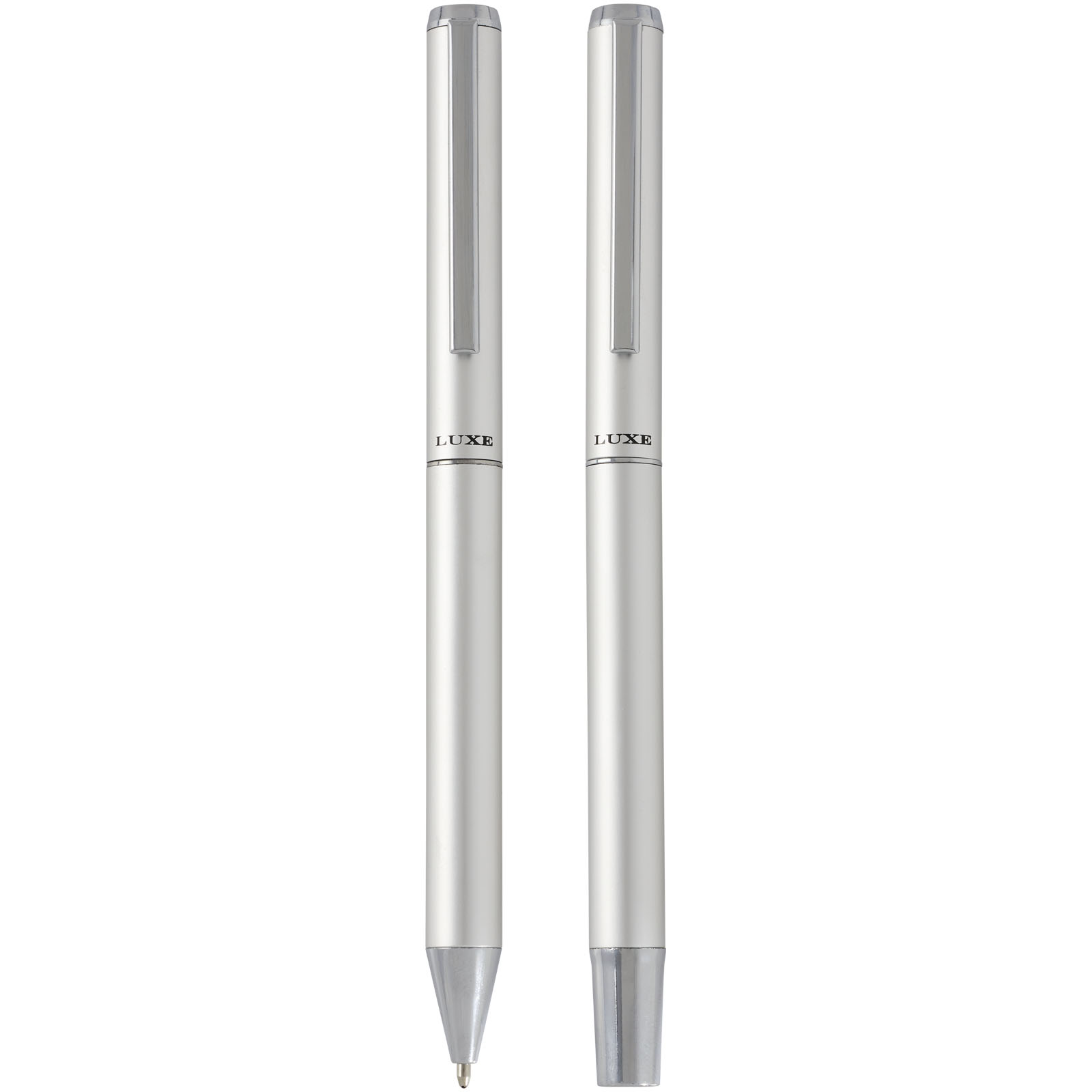 Set de regalo de bolígrafo y rollerball de aluminio reciclado Lucetto (tinta negra)