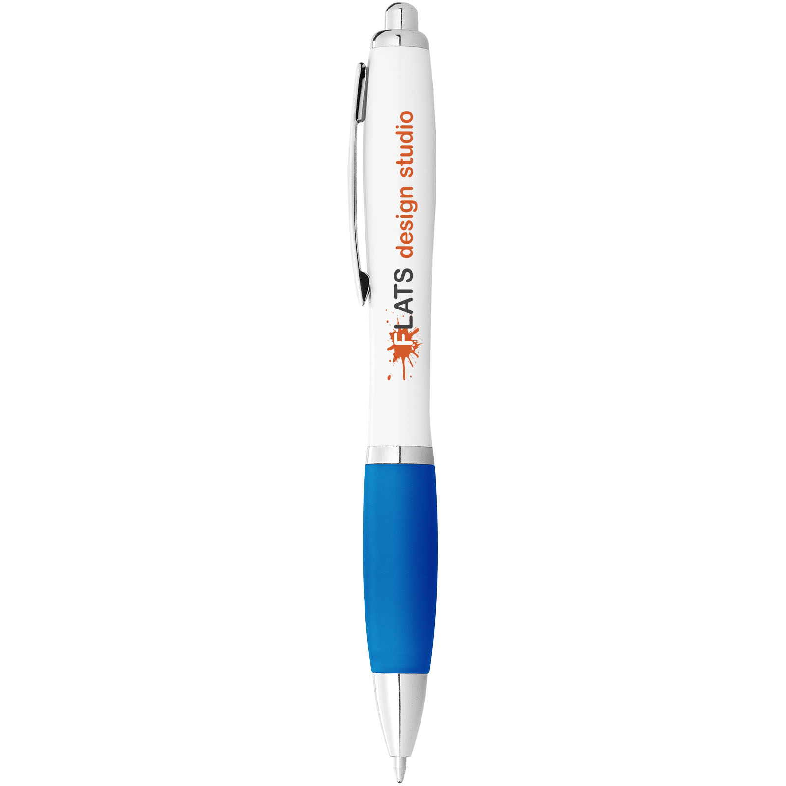 Bolígrafo blanco con empuñadura de color Nash (tinta azul)