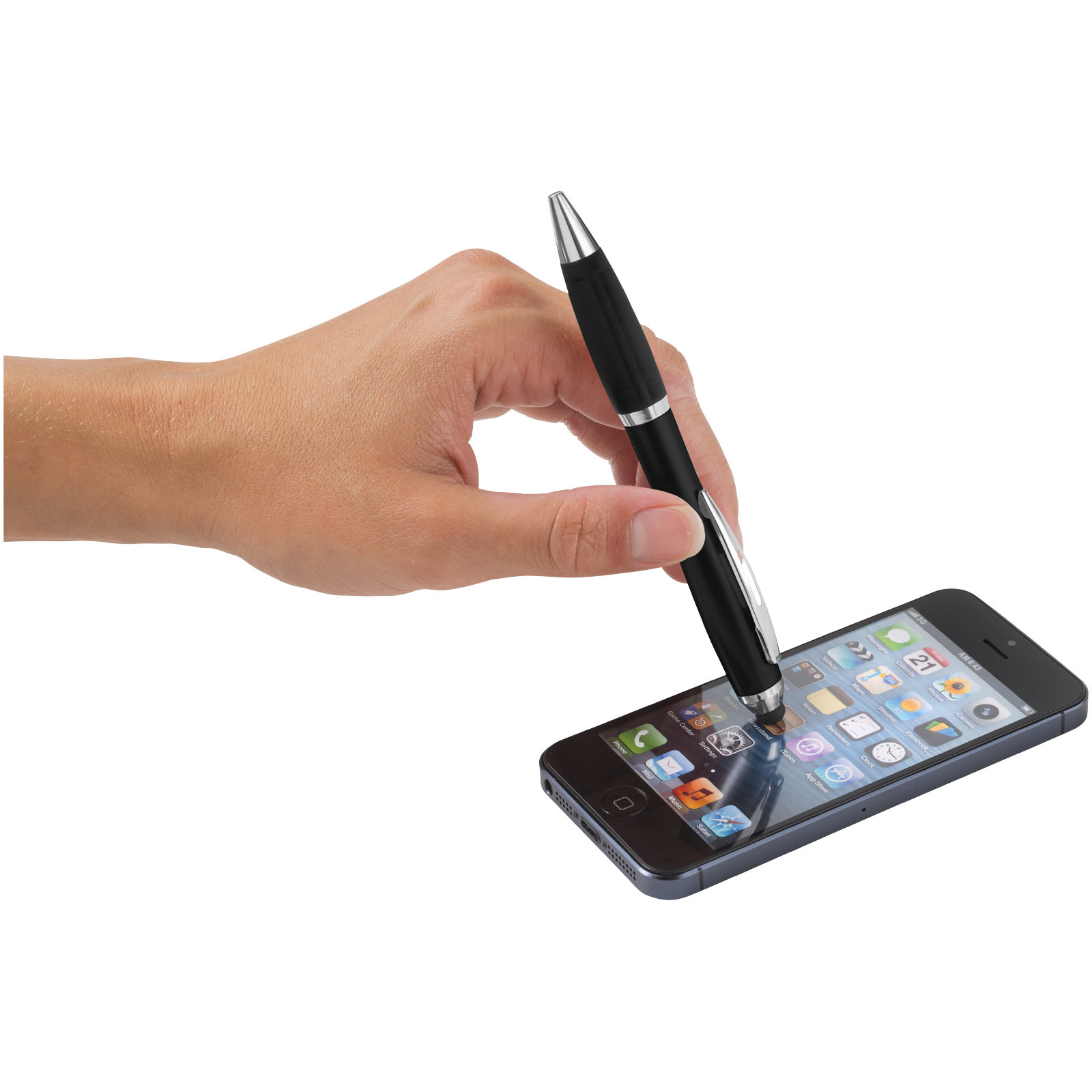 Bolígrafo stylus de color con empuñadura negra Nash (tinta azul)