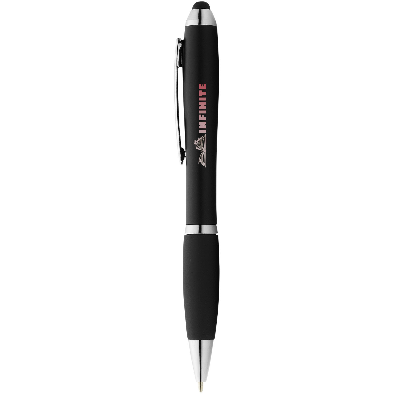 Bolígrafo stylus de color con empuñadura negra Nash (tinta azul)