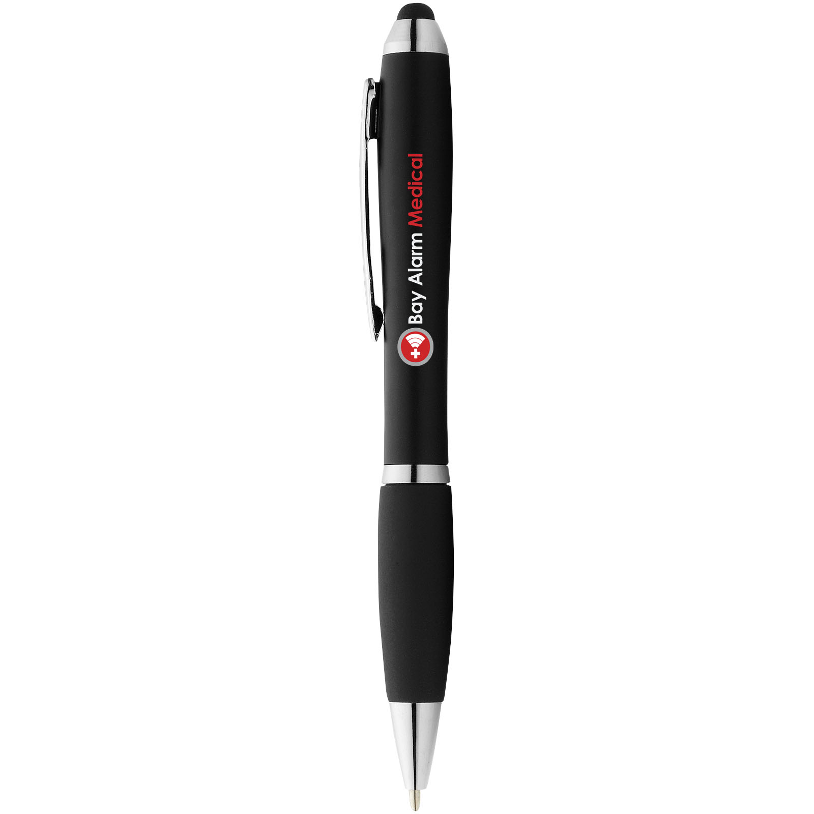 Bolígrafo stylus de color con empuñadura negra Nash (tinta azul)