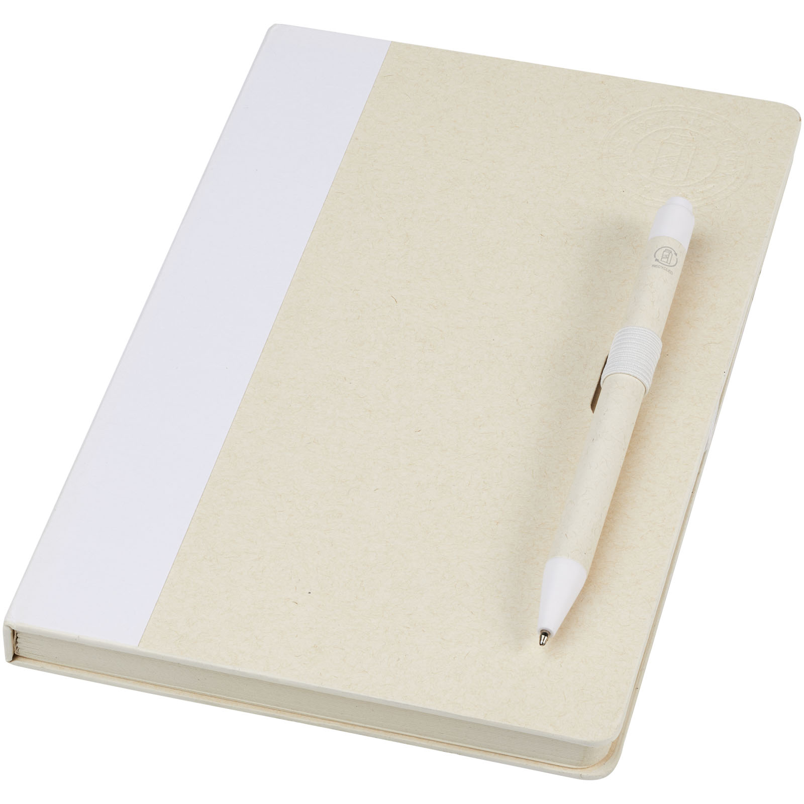 Set de libreta de referencia de tamaño A5 y bolígrafo fabricados con cartones de leche reciclados Dairy Dream