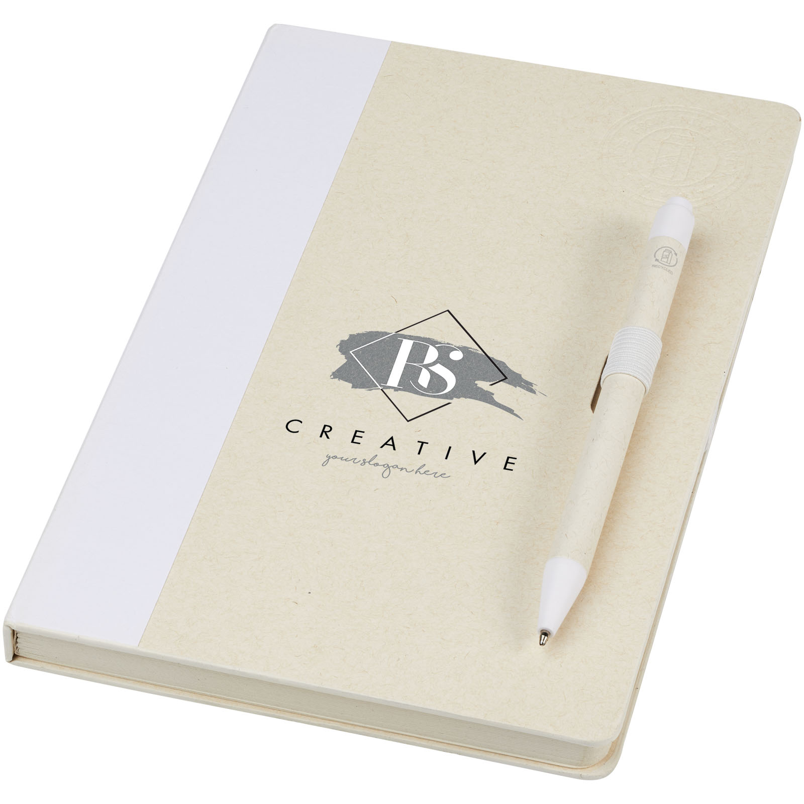 Set de libreta de referencia de tamaño A5 y bolígrafo fabricados con cartones de leche reciclados Dairy Dream