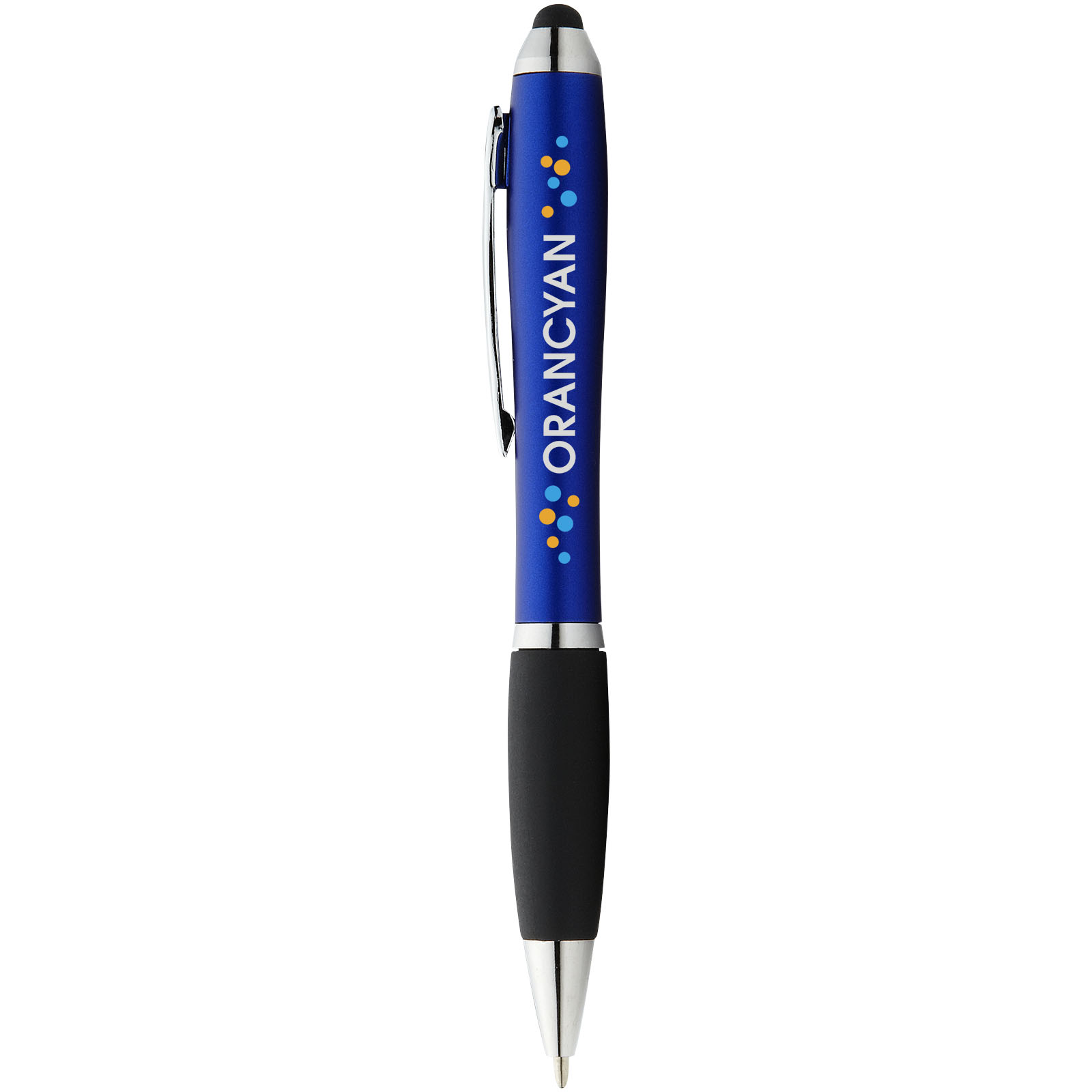 Bolígrafo stylus de color con empuñadura negra Nash (tinta azul)