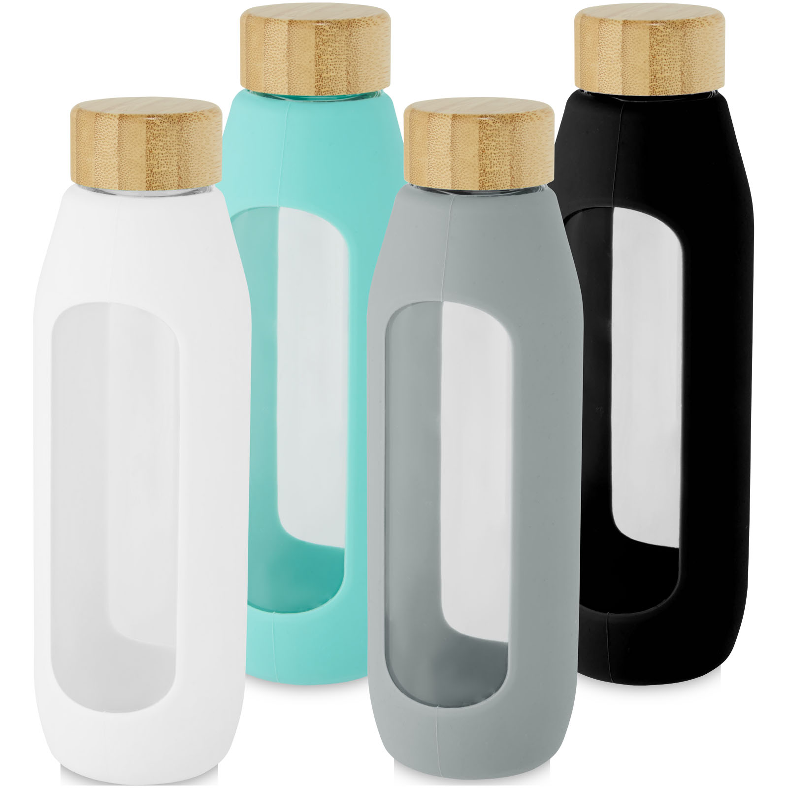 Botella de vidrio borosilicato con agarre de silicona de 600 ml  Tidan