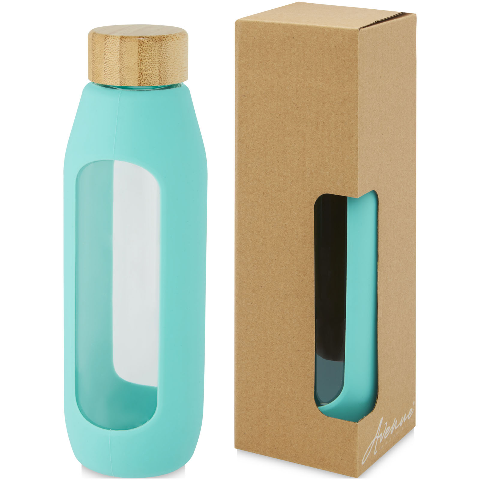 Botella de vidrio borosilicato con agarre de silicona de 600 ml  Tidan