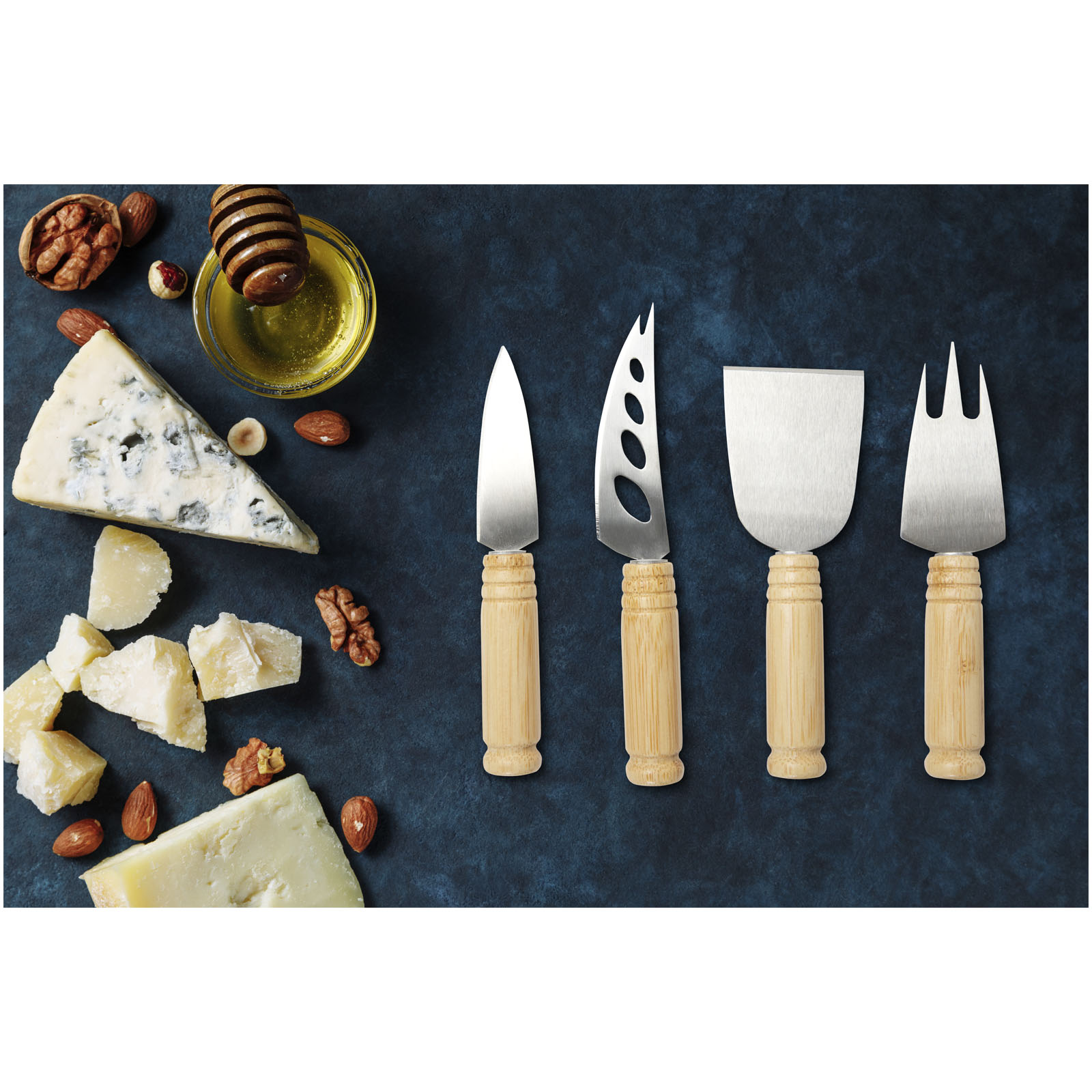 Set de 4 piezas para queso de bambú  Cheds