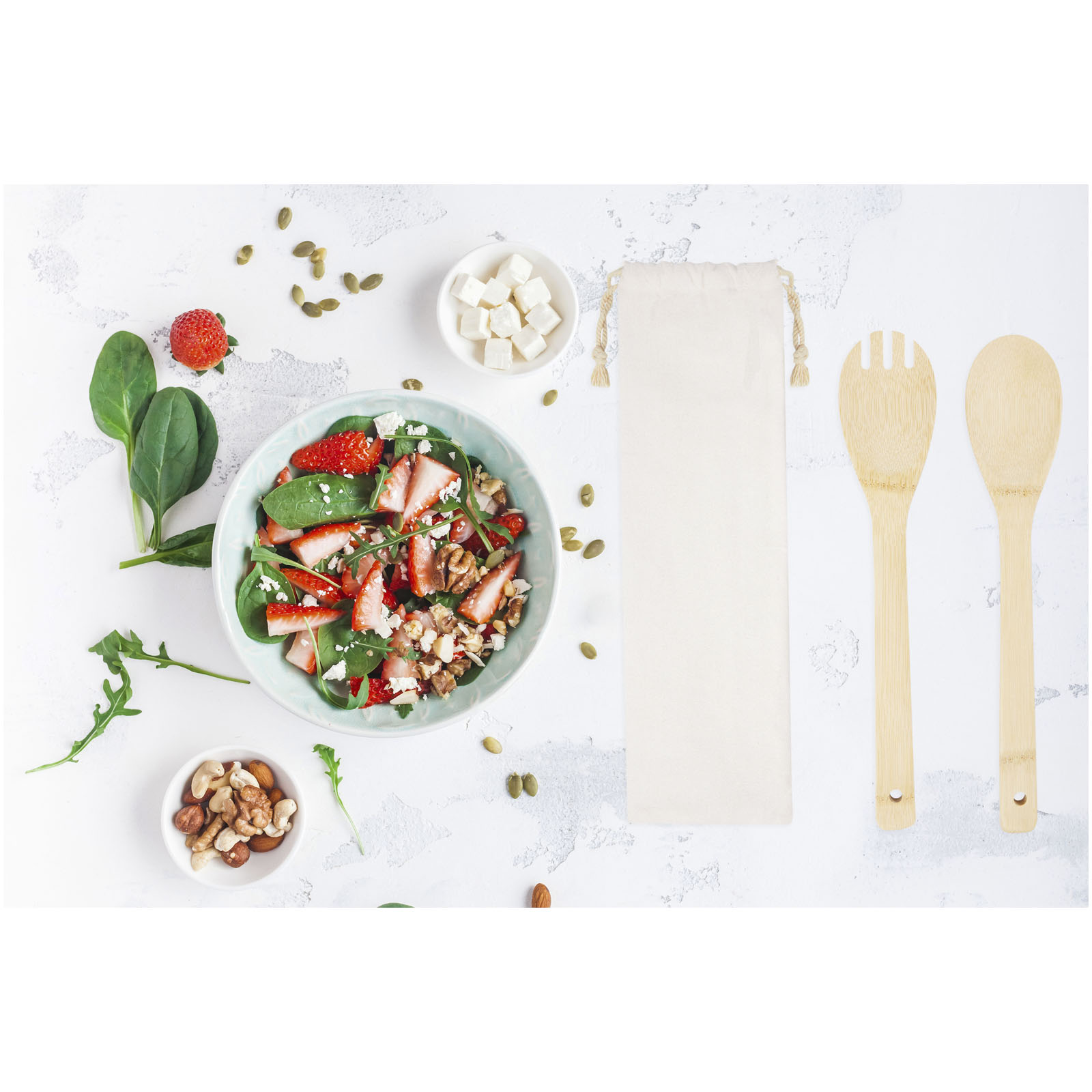 Cuchara y tenedor de bambú para ensalada Endiv