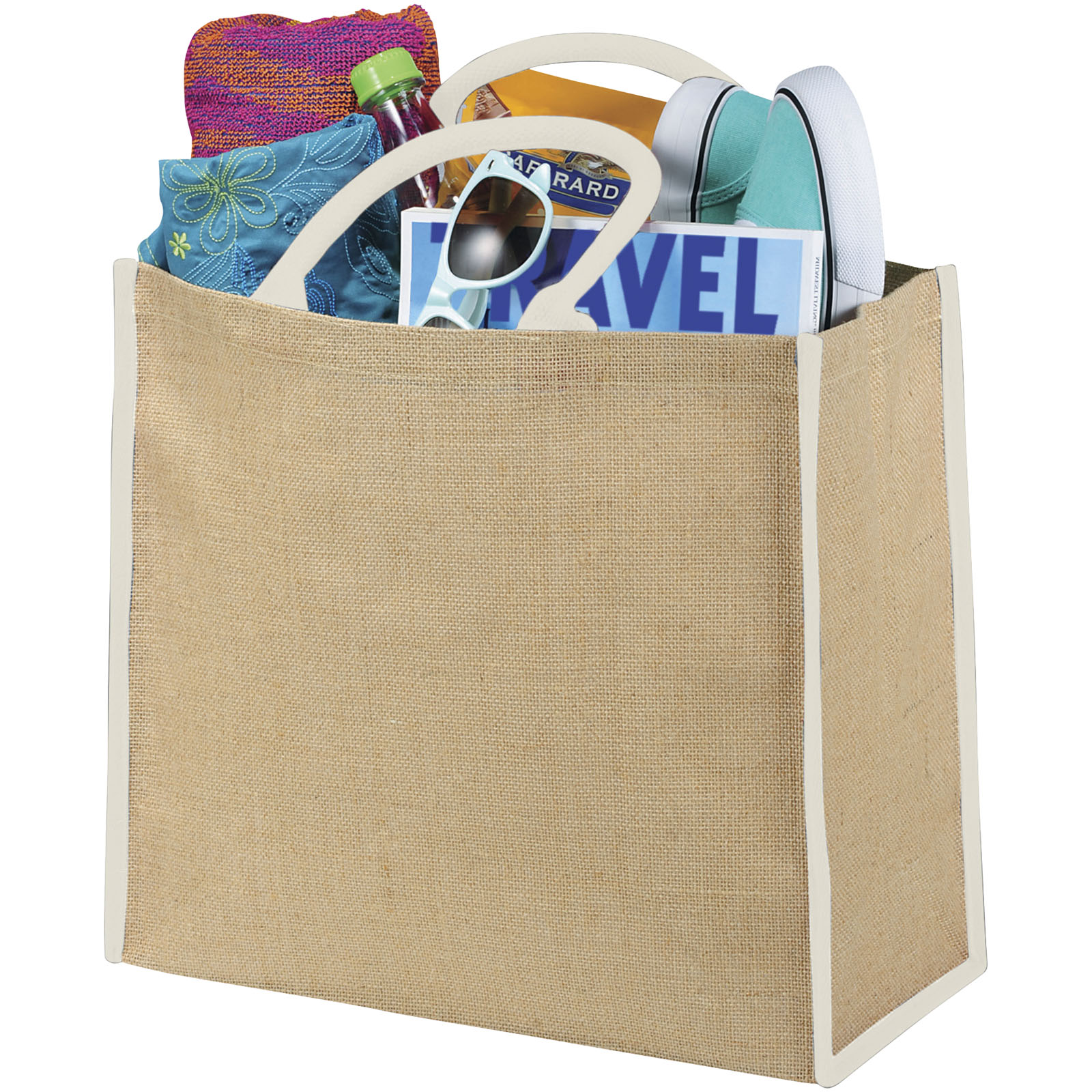 Bolsa Tote de yute con bordes contrastados Harry