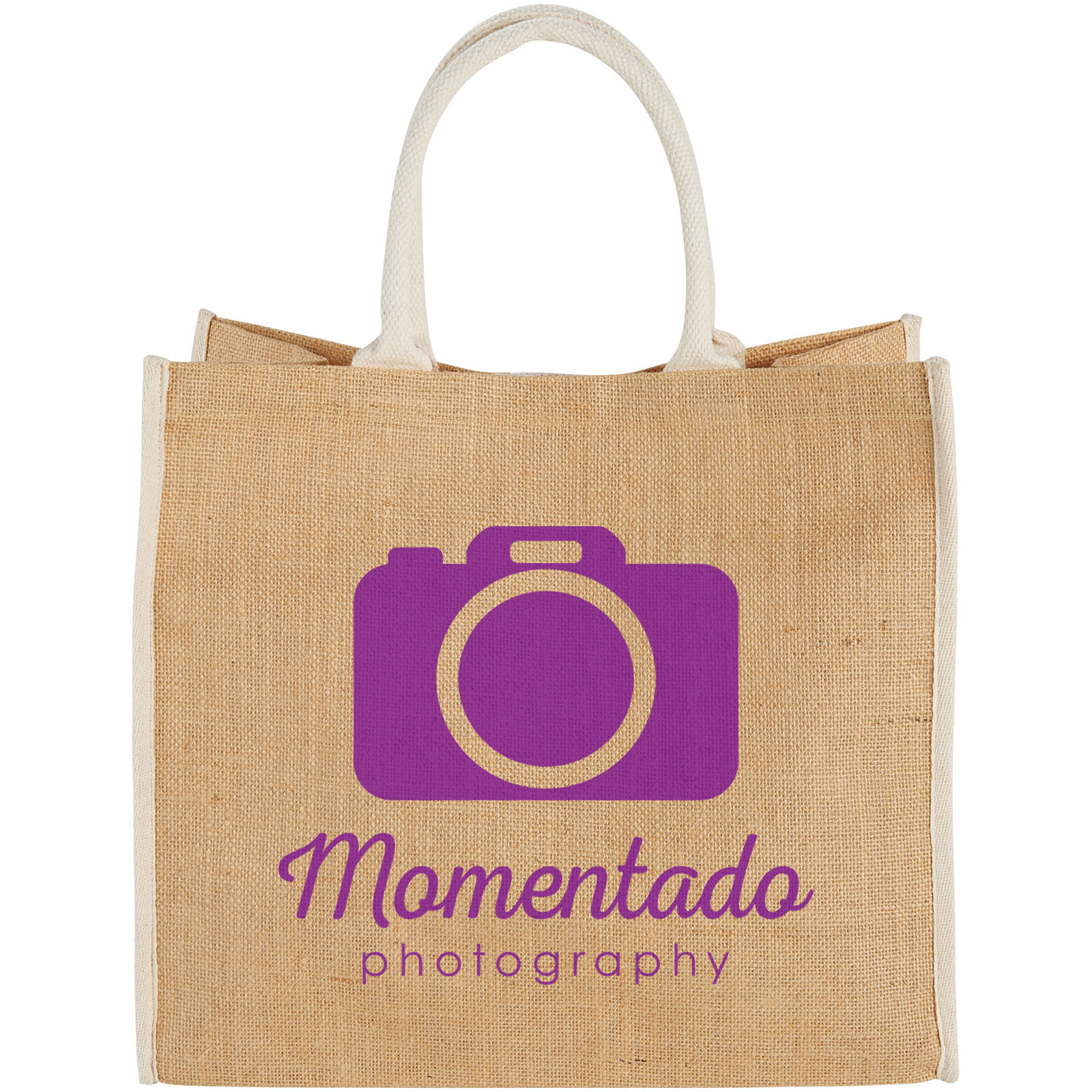 Bolsa Tote de yute con bordes contrastados Harry