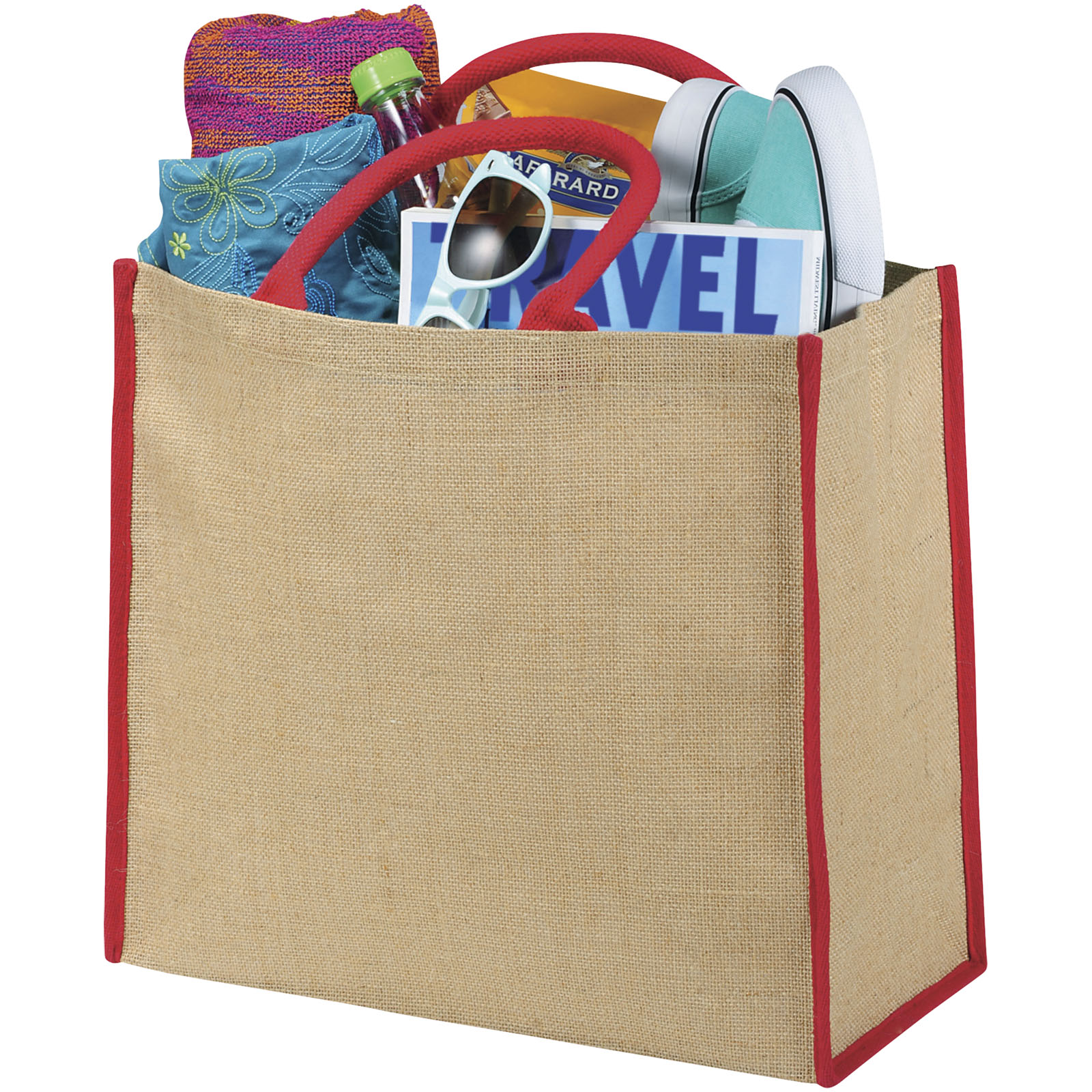 Bolsa Tote de yute con bordes contrastados Harry