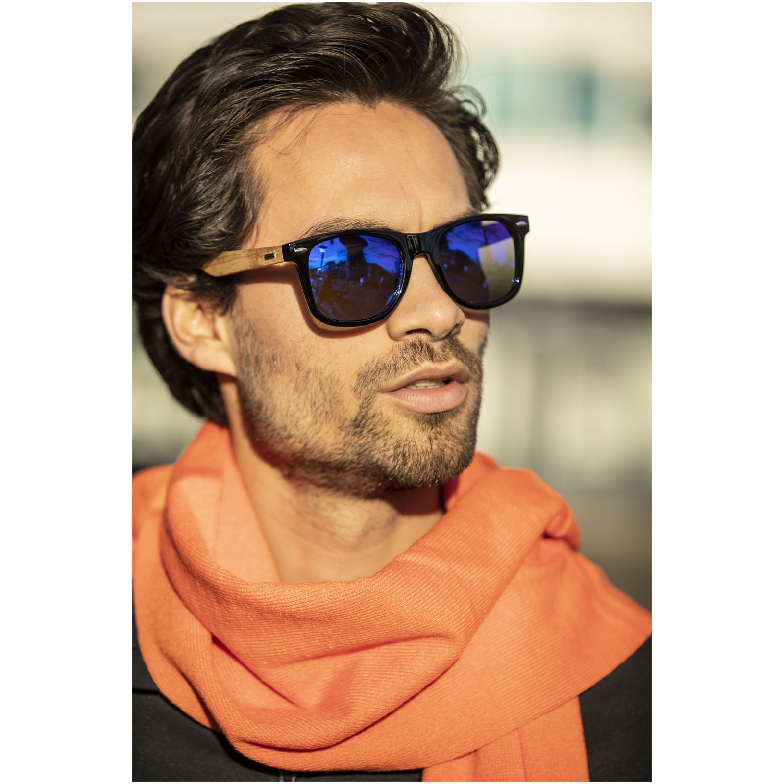 Gafas de sol polarizadas con cristal de espejo de PET reciclado/madera en caja de regalo Hiru