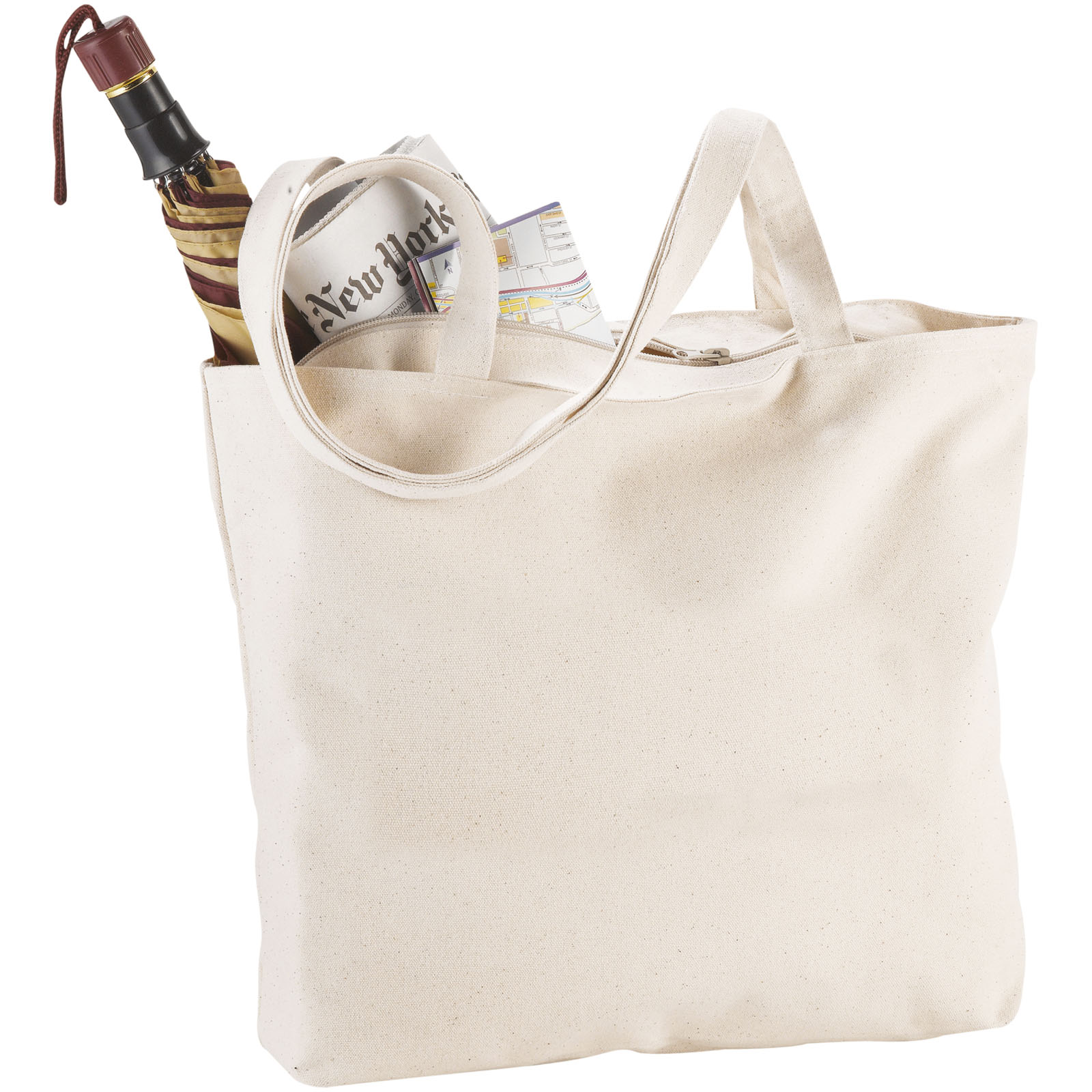 Bolsa Tote de algodón 320 g/m² con cremallera Ningbo